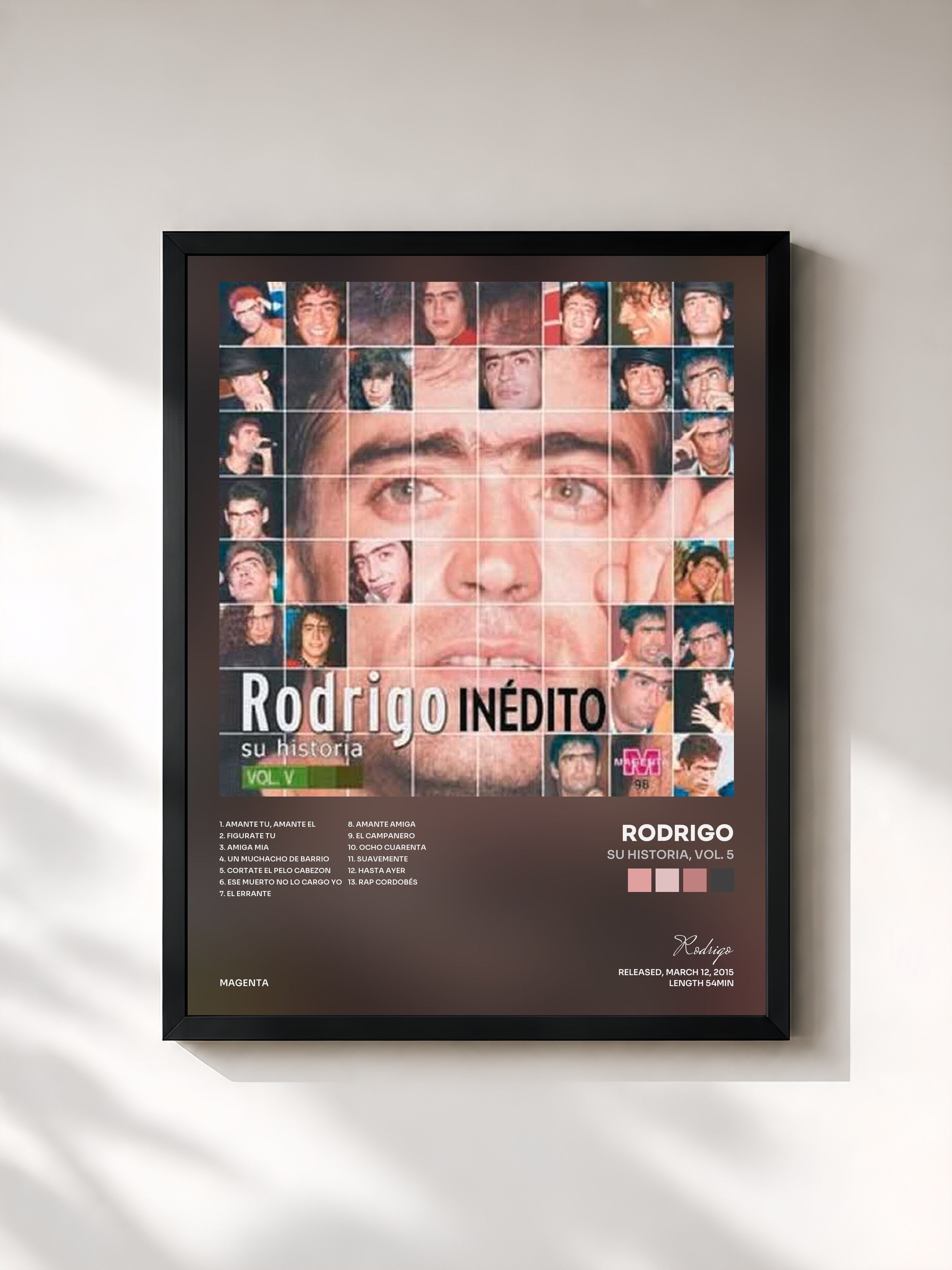#noir Tableau de l'album Su Historia, Vol. 5 de Rodrigo, cadre noir, imprimé et encadré en France