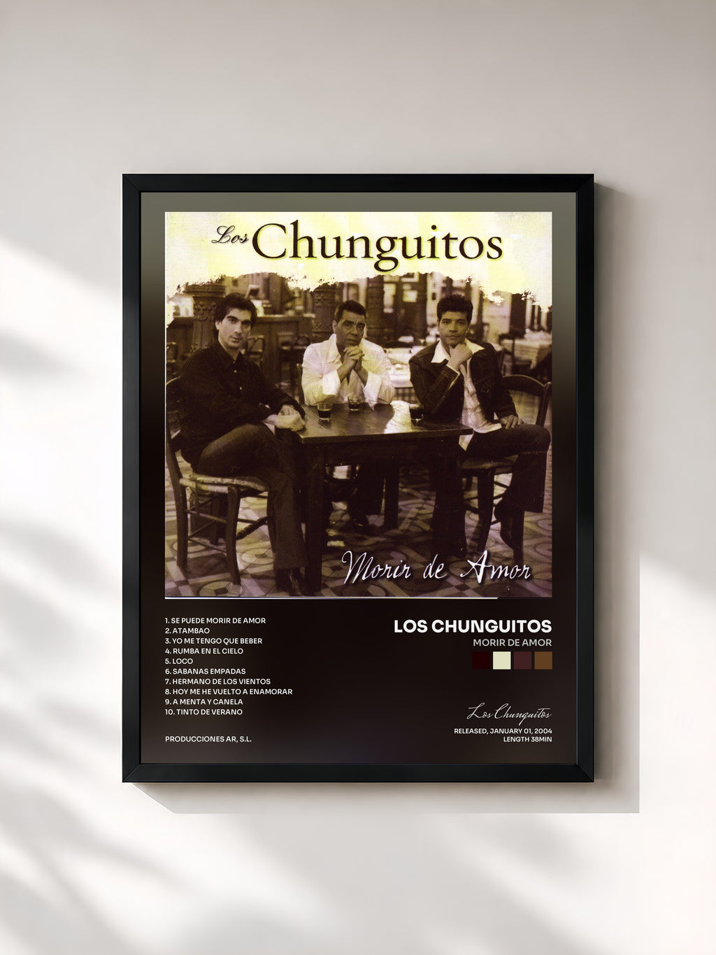 #noir Tableau de l'album Morir De Amor de Los Chunguitos, cadre noir, imprimé et encadré en France