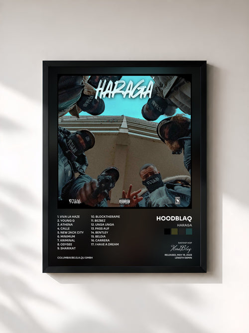 HoodBlaq · HARAGA — Affiche encadrée