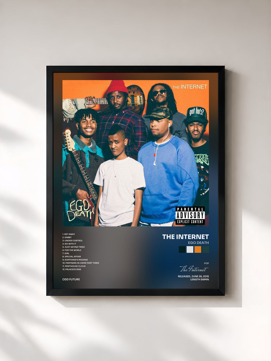 #noir Tableau de l'album Ego Death de The Internet, cadre noir, imprimé et encadré en France