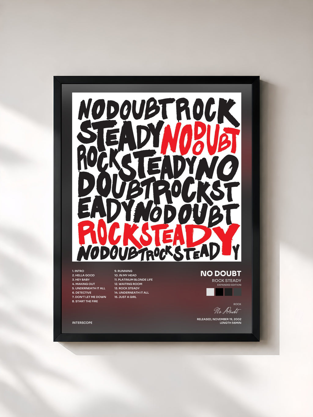 #noir Tableau de l'album Rock Steady (Expanded Edition) de No Doubt, cadre noir, imprimé et encadré en France