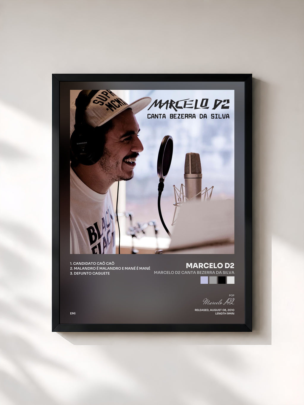 #noir Tableau de l'album Marcelo D2 Canta Bezerra Da Silva de Marcelo D2, cadre noir, imprimé et encadré en France