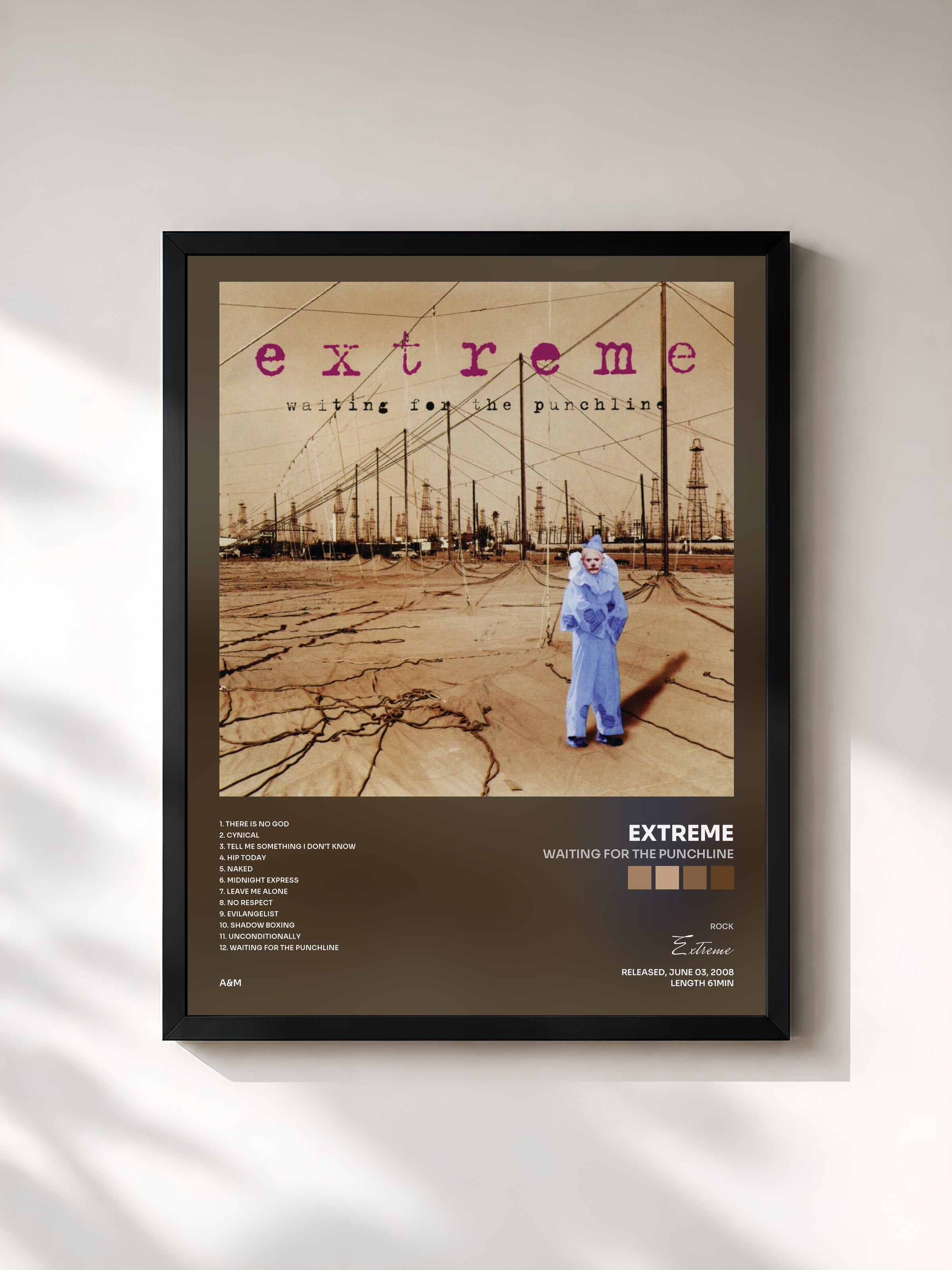 #noir Tableau de l'album Waiting For The Punchline de Extreme, cadre noir, imprimé et encadré en France