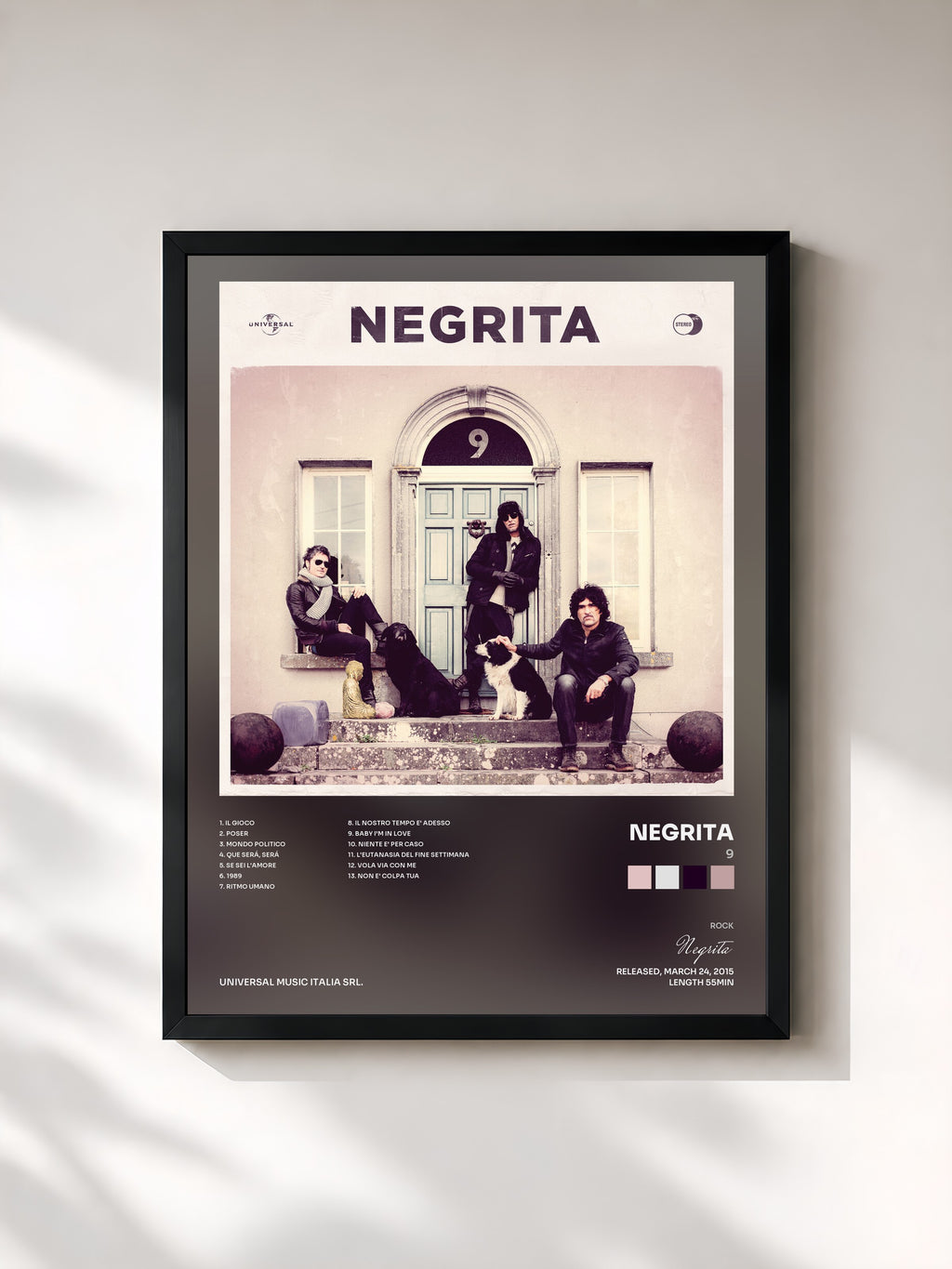 #noir Tableau de l'album 9 de Negrita, cadre noir, imprimé et encadré en France