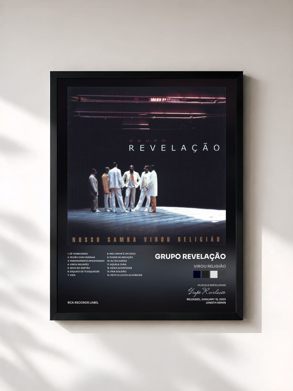 #noir Tableau de l'album Virou Religião de Grupo Revelação, cadre noir, imprimé et encadré en France