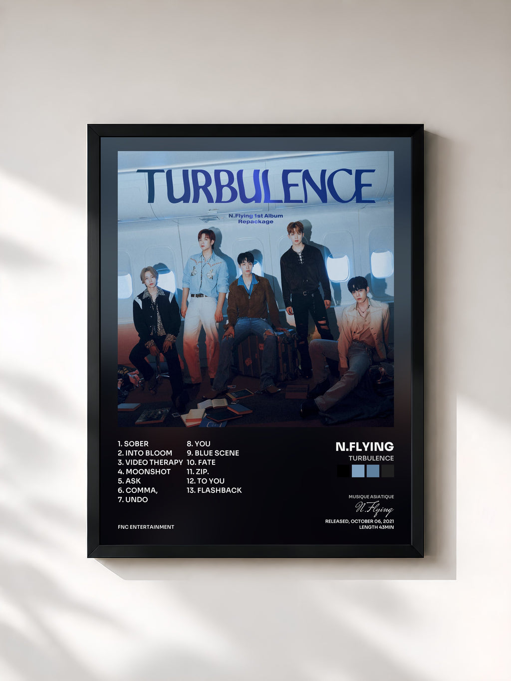 #noir Tableau de l'album TURBULENCE de N.Flying, cadre noir, imprimé et encadré en France