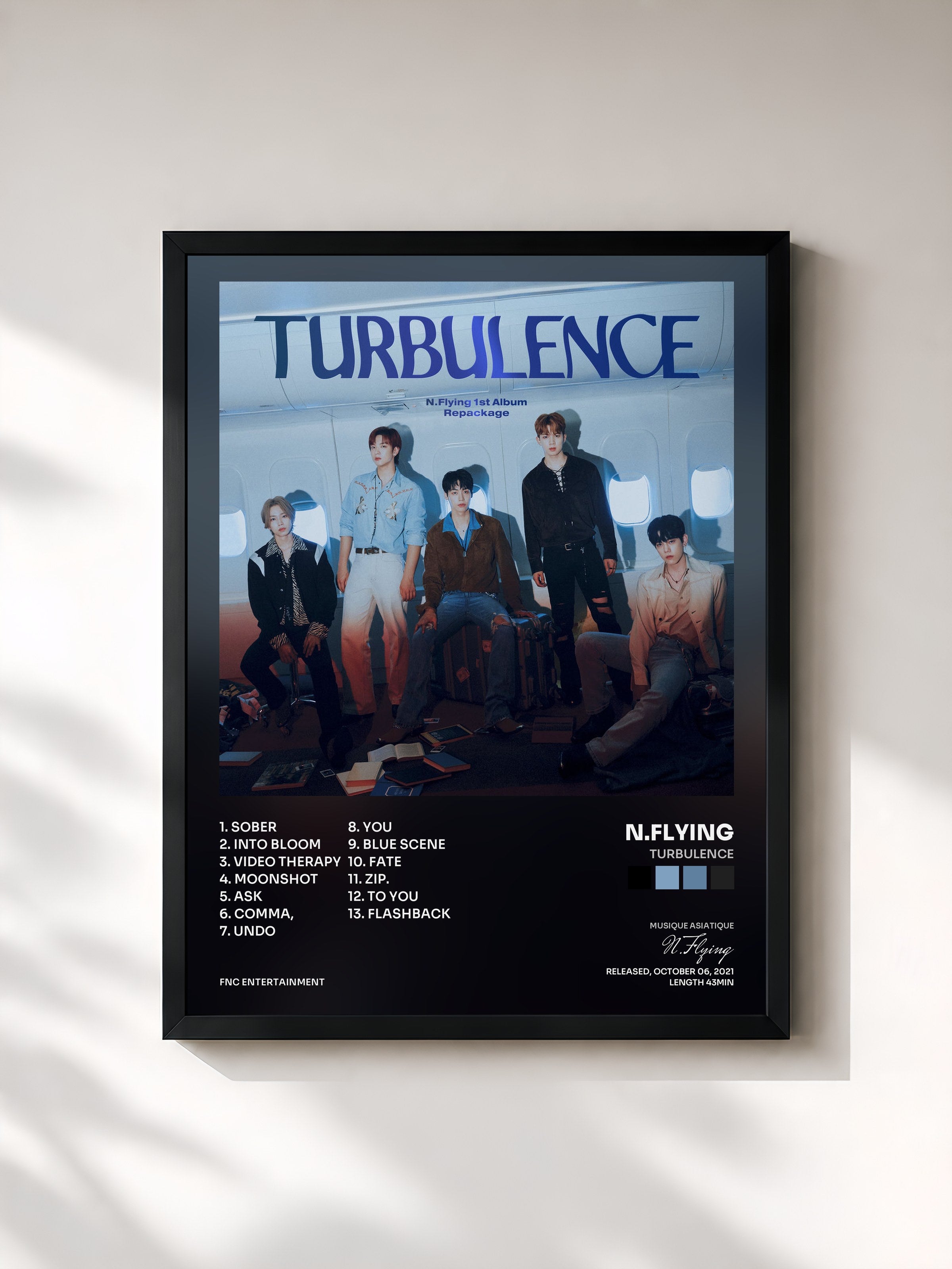 #noir Tableau de l'album TURBULENCE de N.Flying, cadre noir, imprimé et encadré en France