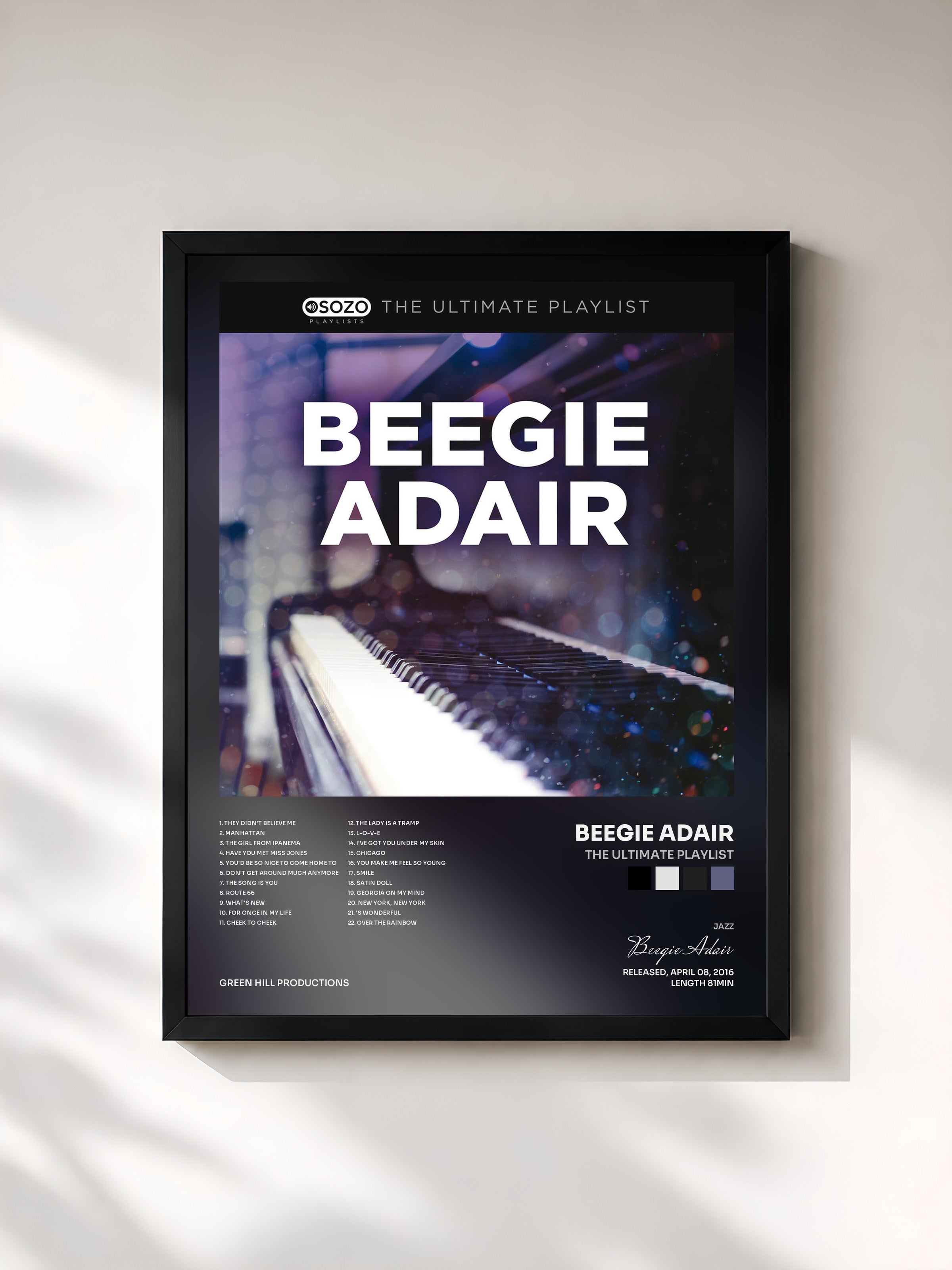 #noir Tableau de l'album The Ultimate Playlist de Beegie Adair, cadre noir, imprimé et encadré en France