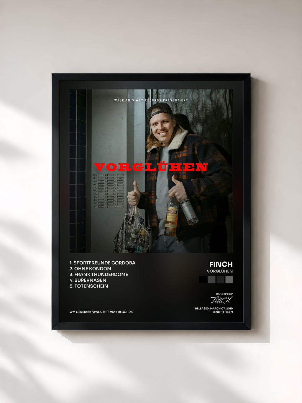 #noir Tableau de l'album Vorglühen de FiNCH, cadre noir, imprimé et encadré en France