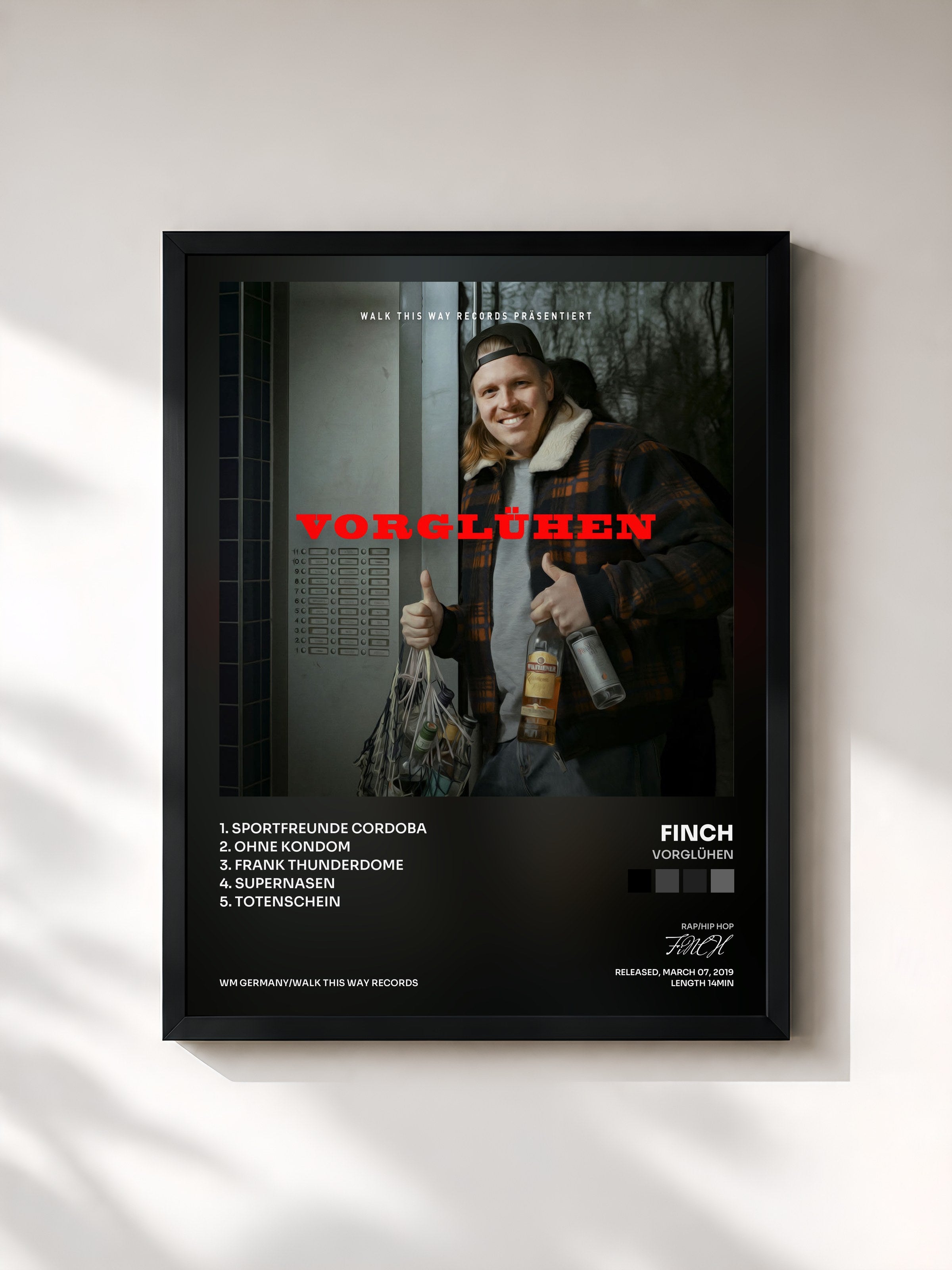#noir Tableau de l'album Vorglühen de FiNCH, cadre noir, imprimé et encadré en France