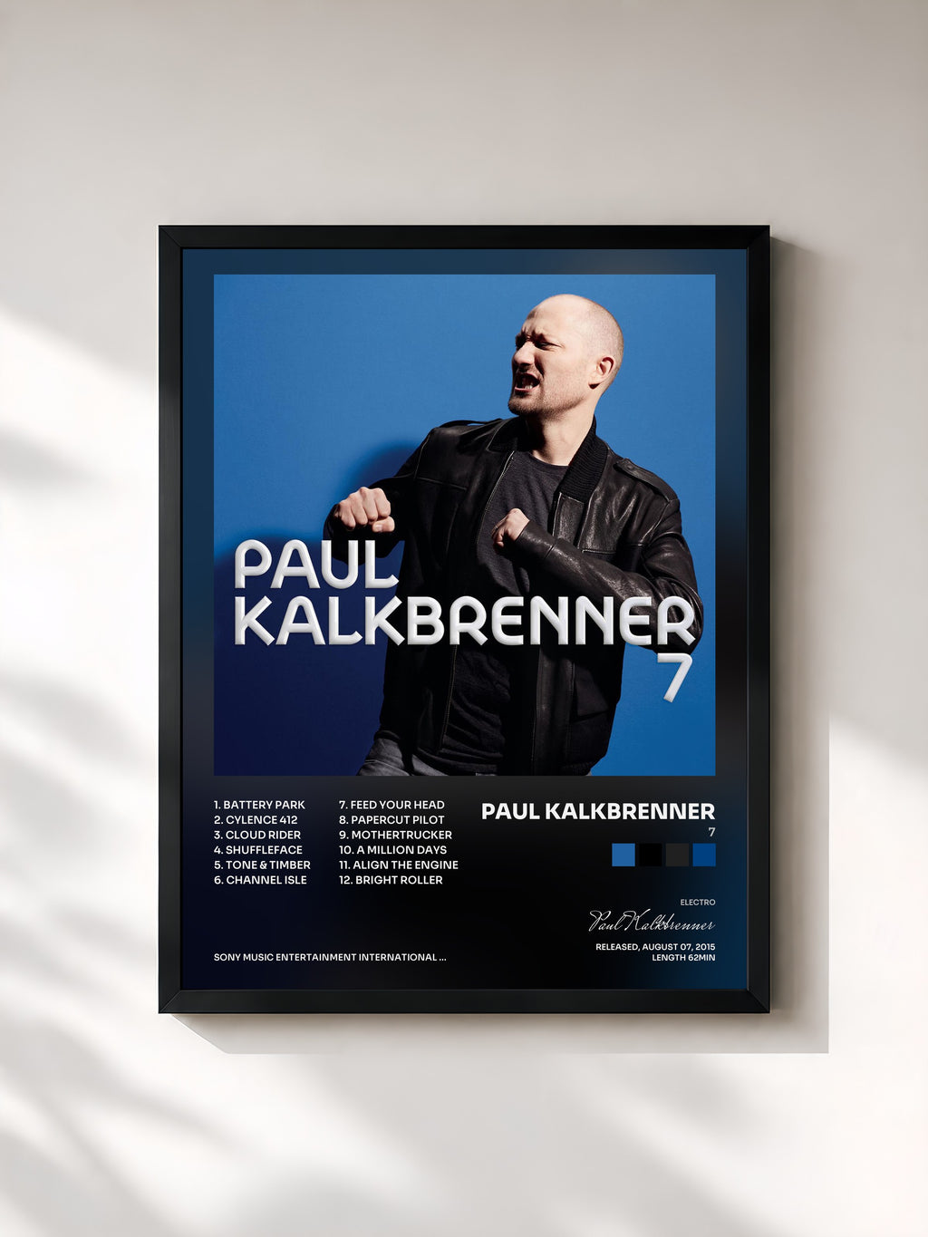#noir Tableau de l'album 7 de Paul Kalkbrenner, cadre noir, imprimé et encadré en France