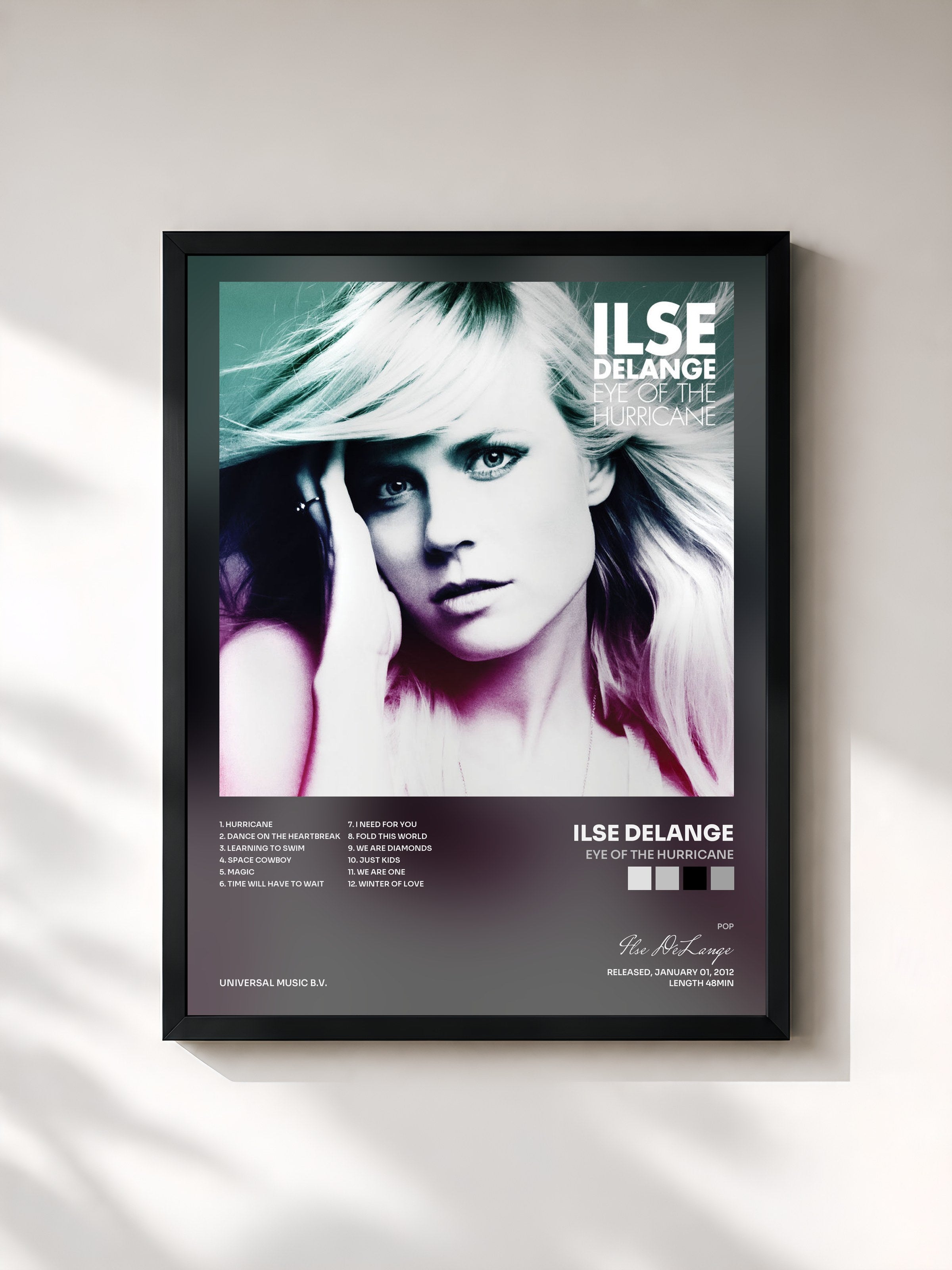 #noir Tableau de l'album Eye Of The Hurricane de Ilse DeLange, cadre noir, imprimé et encadré en France