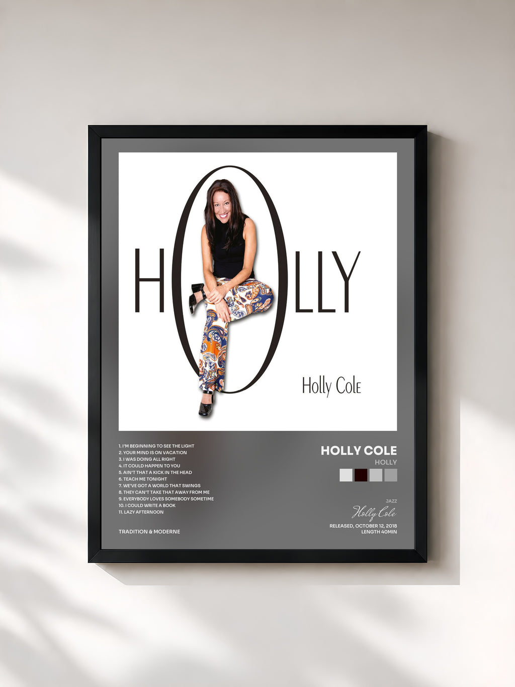 #noir Tableau de l'album Holly de Holly Cole, cadre noir, imprimé et encadré en France