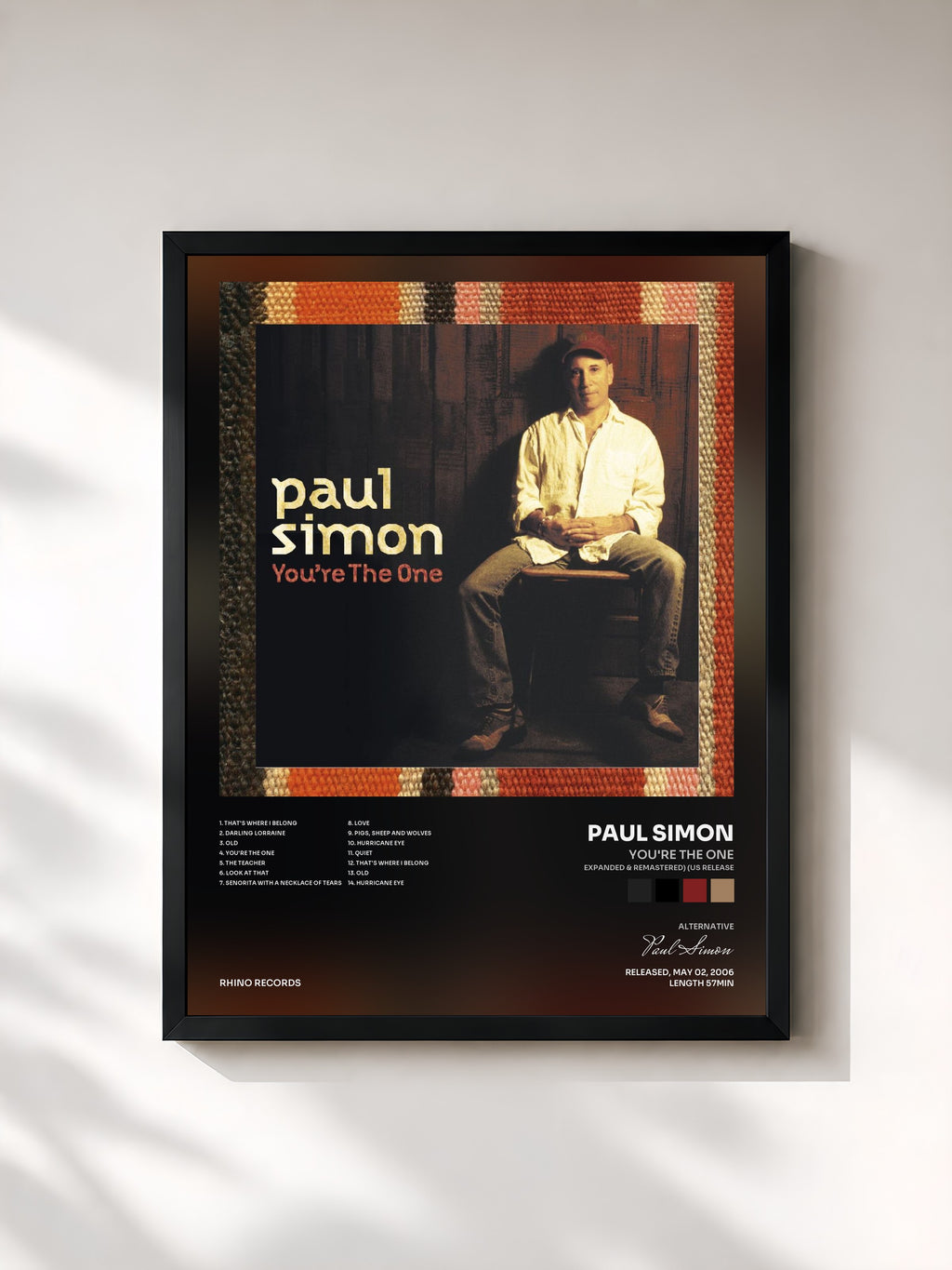 #noir Tableau de l'album You're The One (Expanded & Remastered) (US Release) de Paul Simon, cadre noir, imprimé et encadré en France
