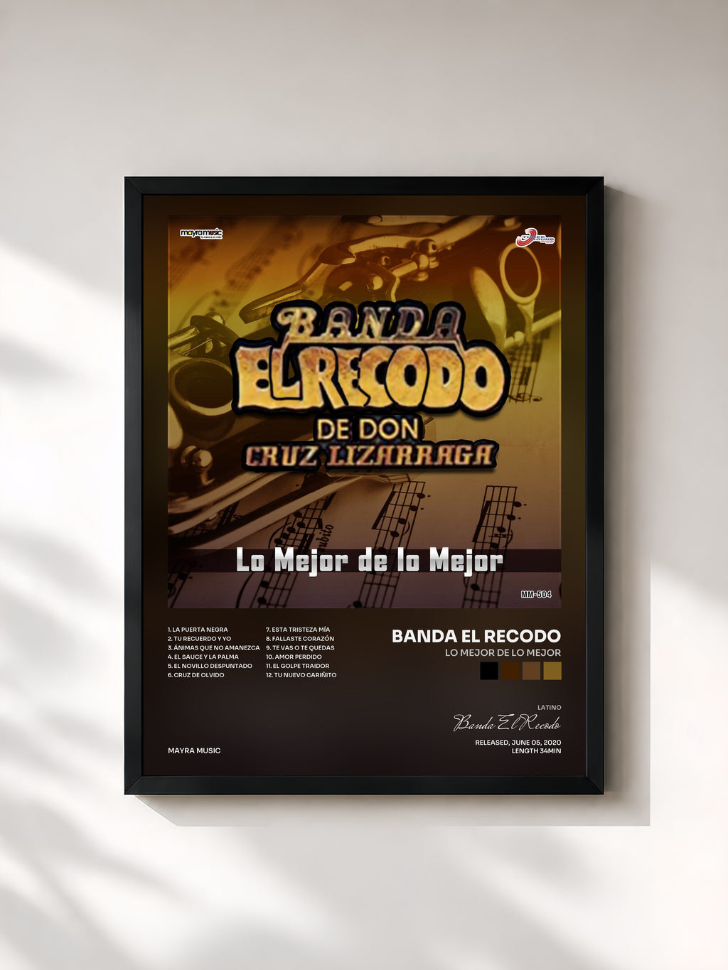#noir Tableau de l'album Lo Mejor De Lo Mejor de Banda El Recodo, cadre noir, imprimé et encadré en France