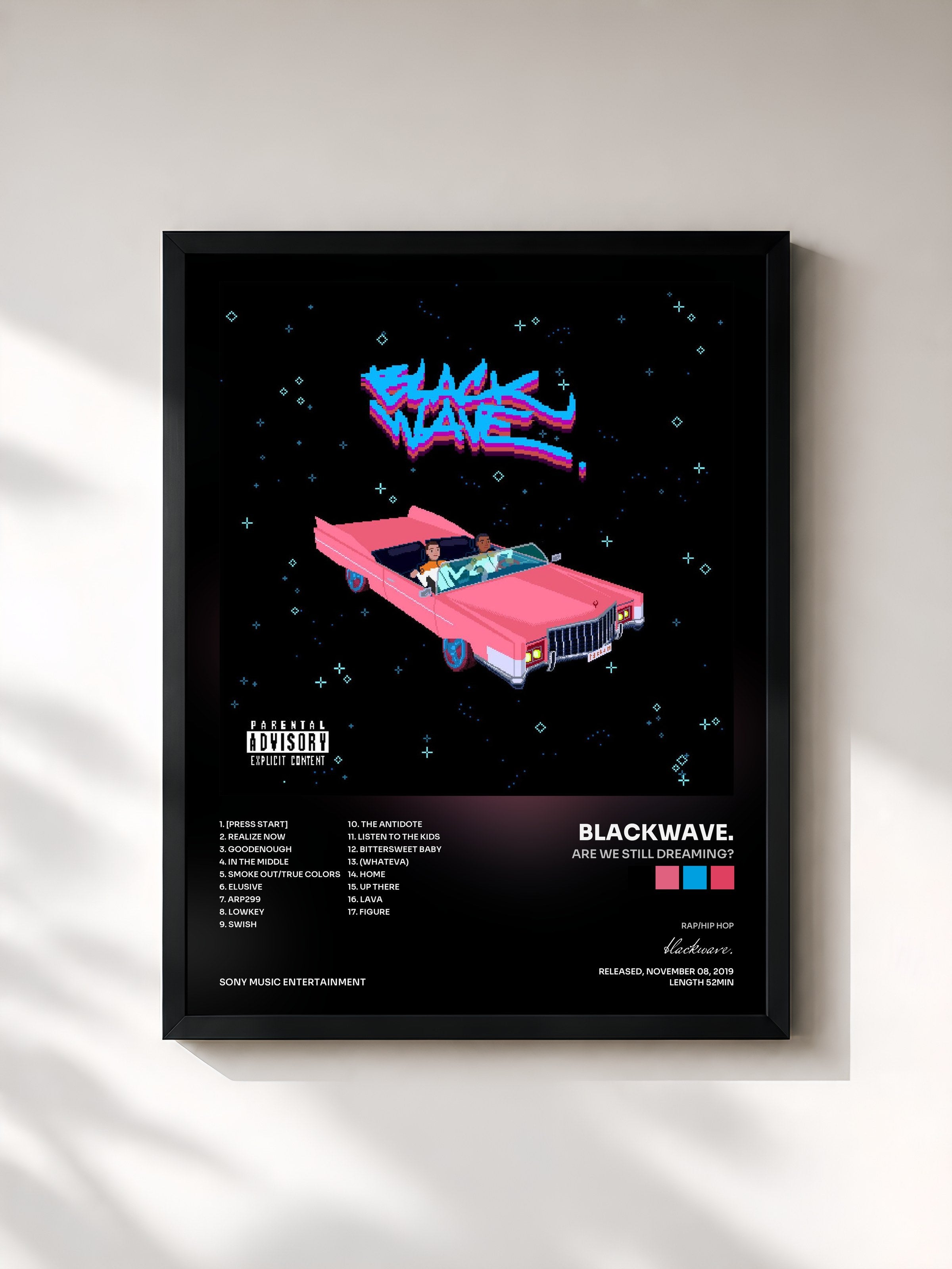 #noir Tableau de l'album ARE WE STILL DREAMING? de blackwave., cadre noir, imprimé et encadré en France