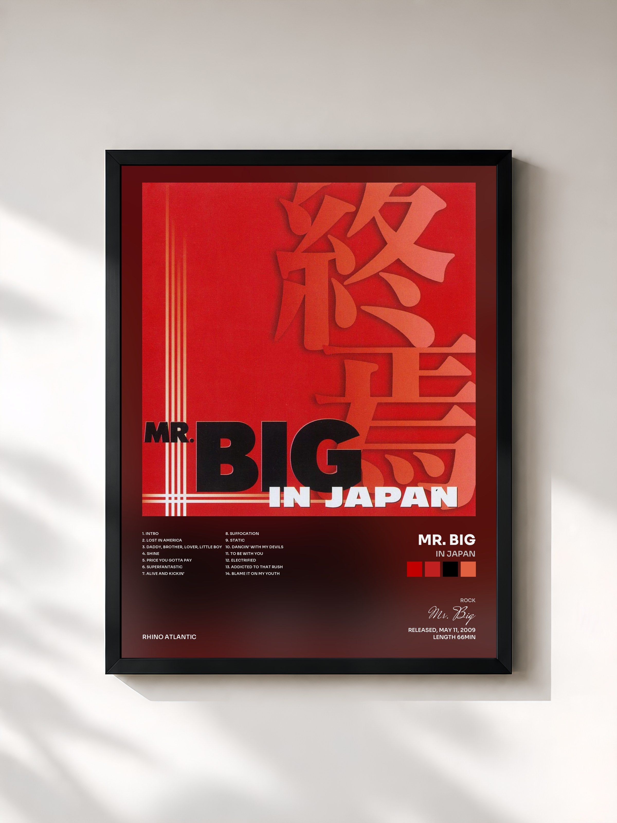 #noir Tableau de l'album In Japan de Mr. Big, cadre noir, imprimé et encadré en France