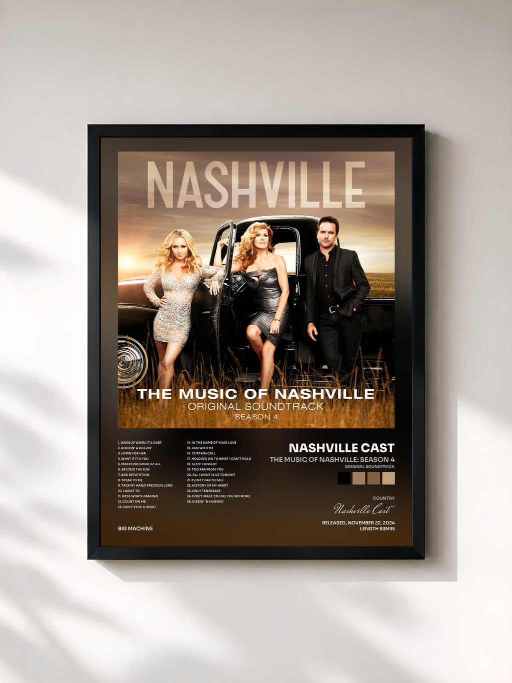 #noir Tableau de l'album The Music Of Nashville: Season 4 (Original Soundtrack) de Nashville Cast, cadre noir, imprimé et encadré en France