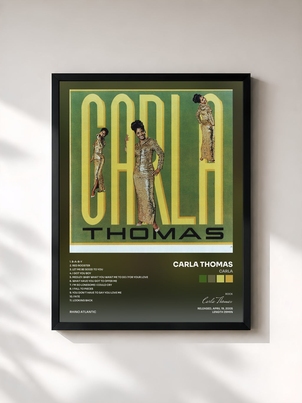 #noir Tableau de l'album Carla de Carla Thomas, cadre noir, imprimé et encadré en France