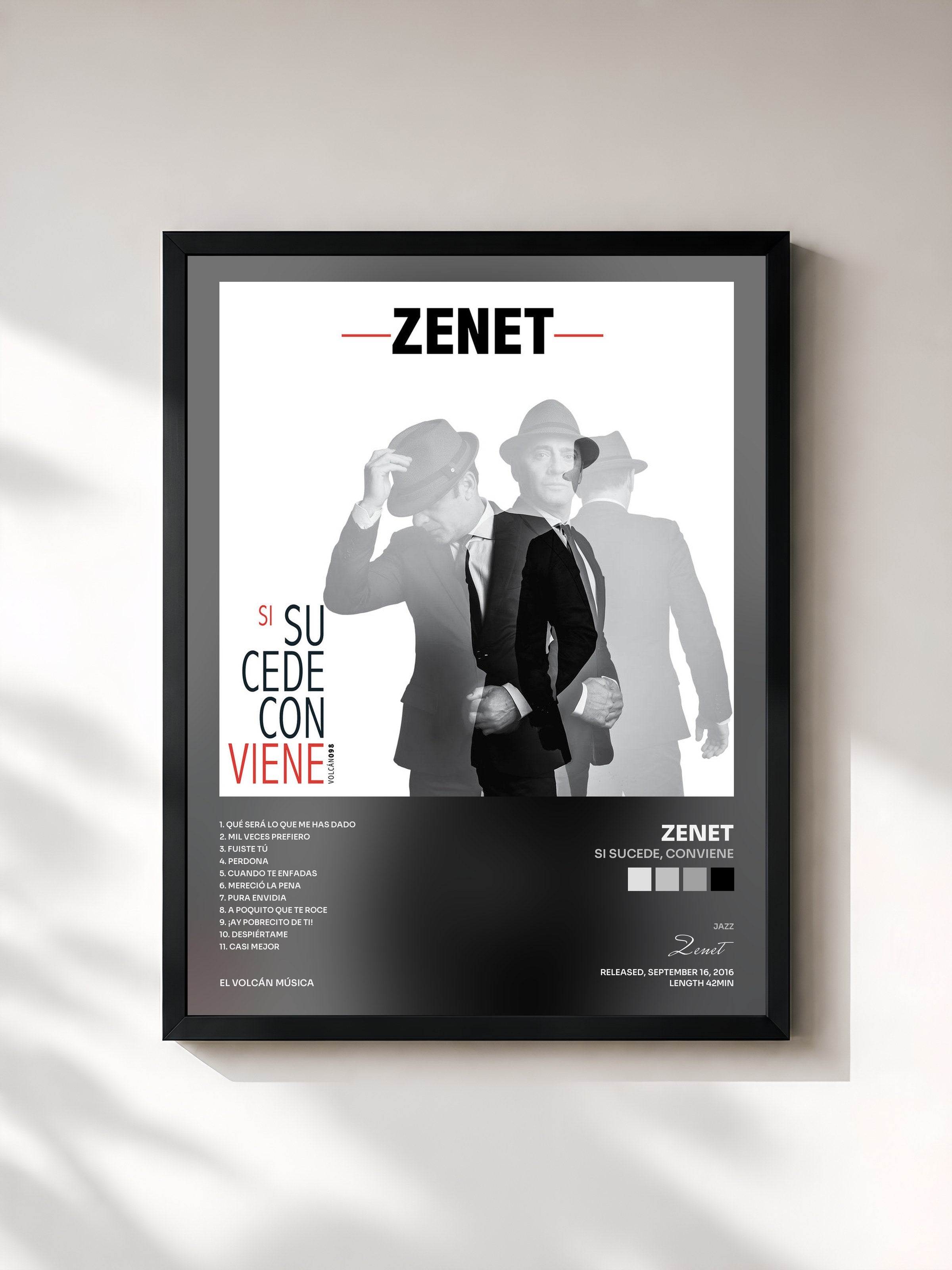 #noir Tableau de l'album Si Sucede, Conviene de Zenet, cadre noir, imprimé et encadré en France