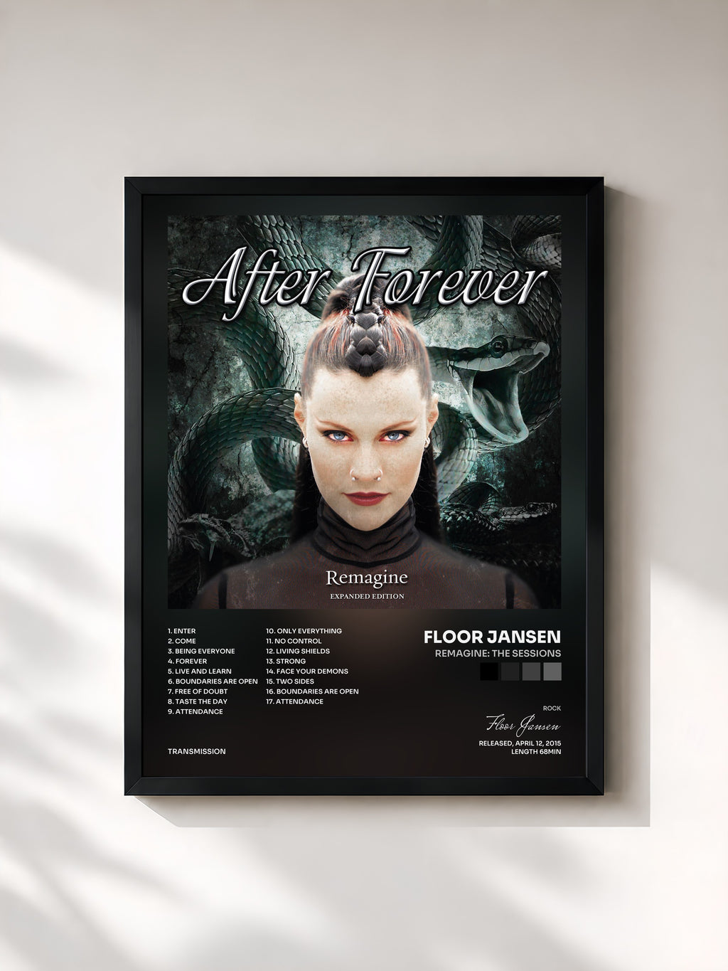 #noir Tableau de l'album Remagine: The Sessions de Floor Jansen, cadre noir, imprimé et encadré en France