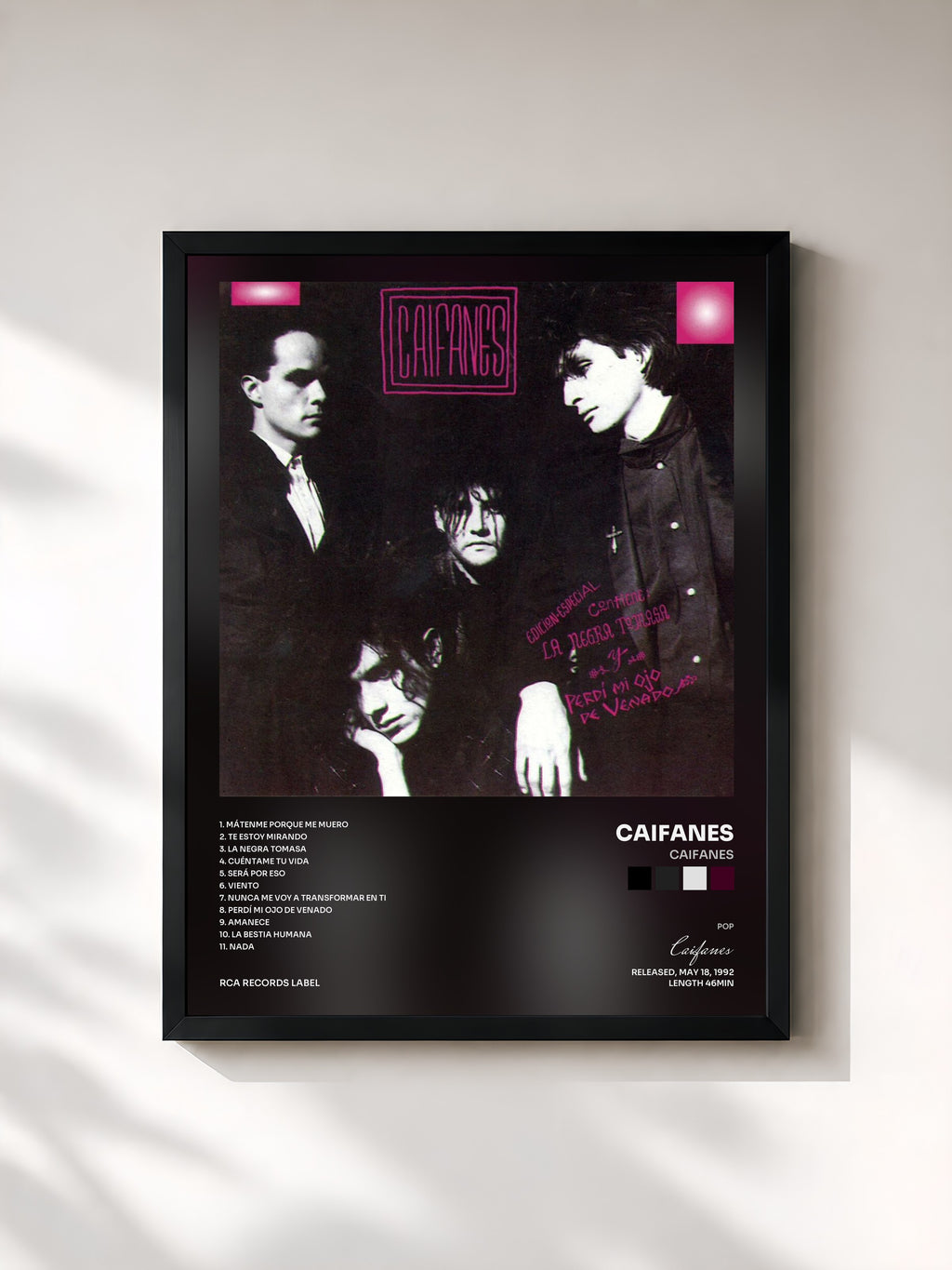 #noir Tableau de l'album Caifanes de Caifanes, cadre noir, imprimé et encadré en France