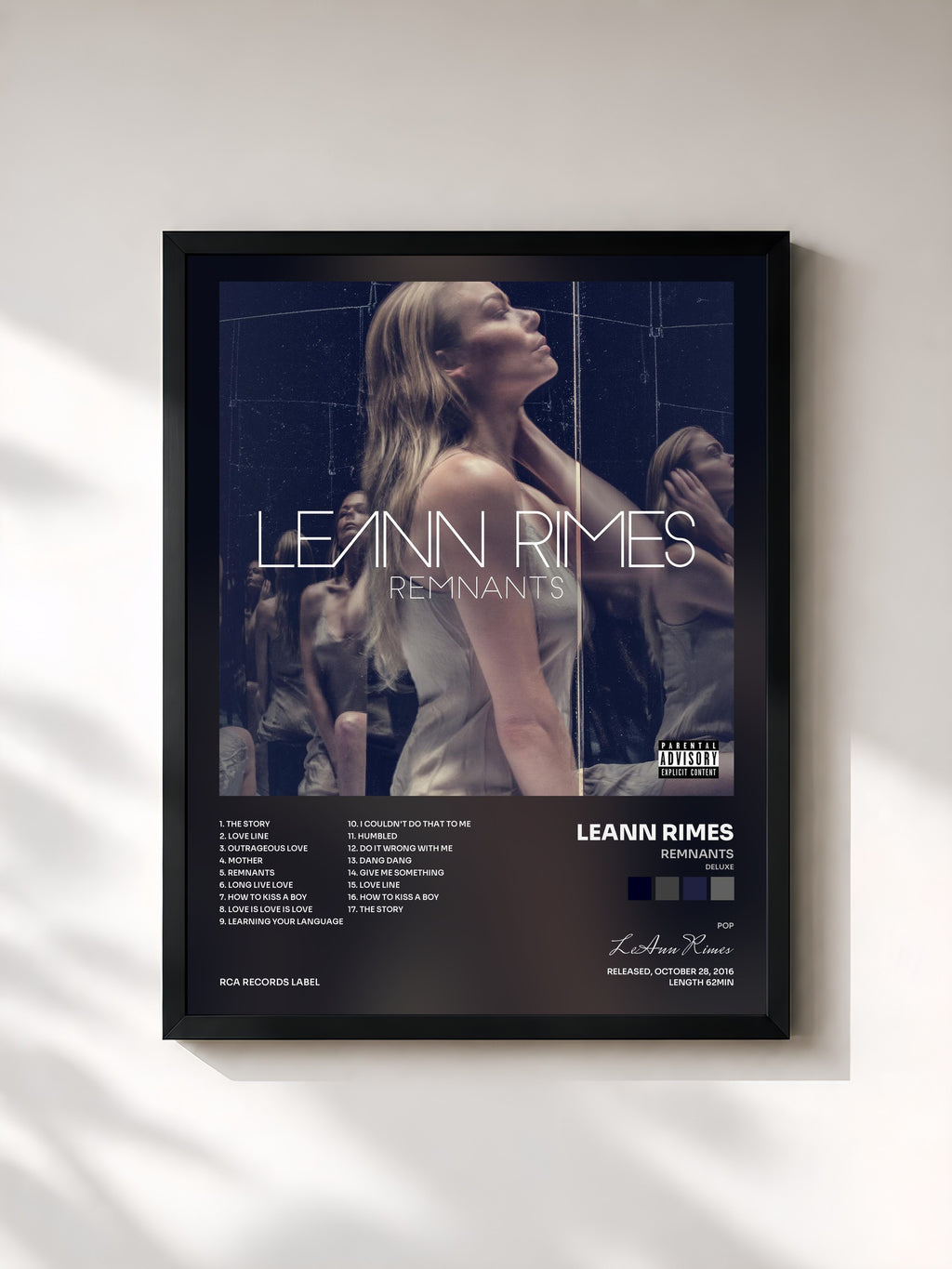 #noir Tableau de l'album Remnants (Deluxe) de LeAnn Rimes, cadre noir, imprimé et encadré en France