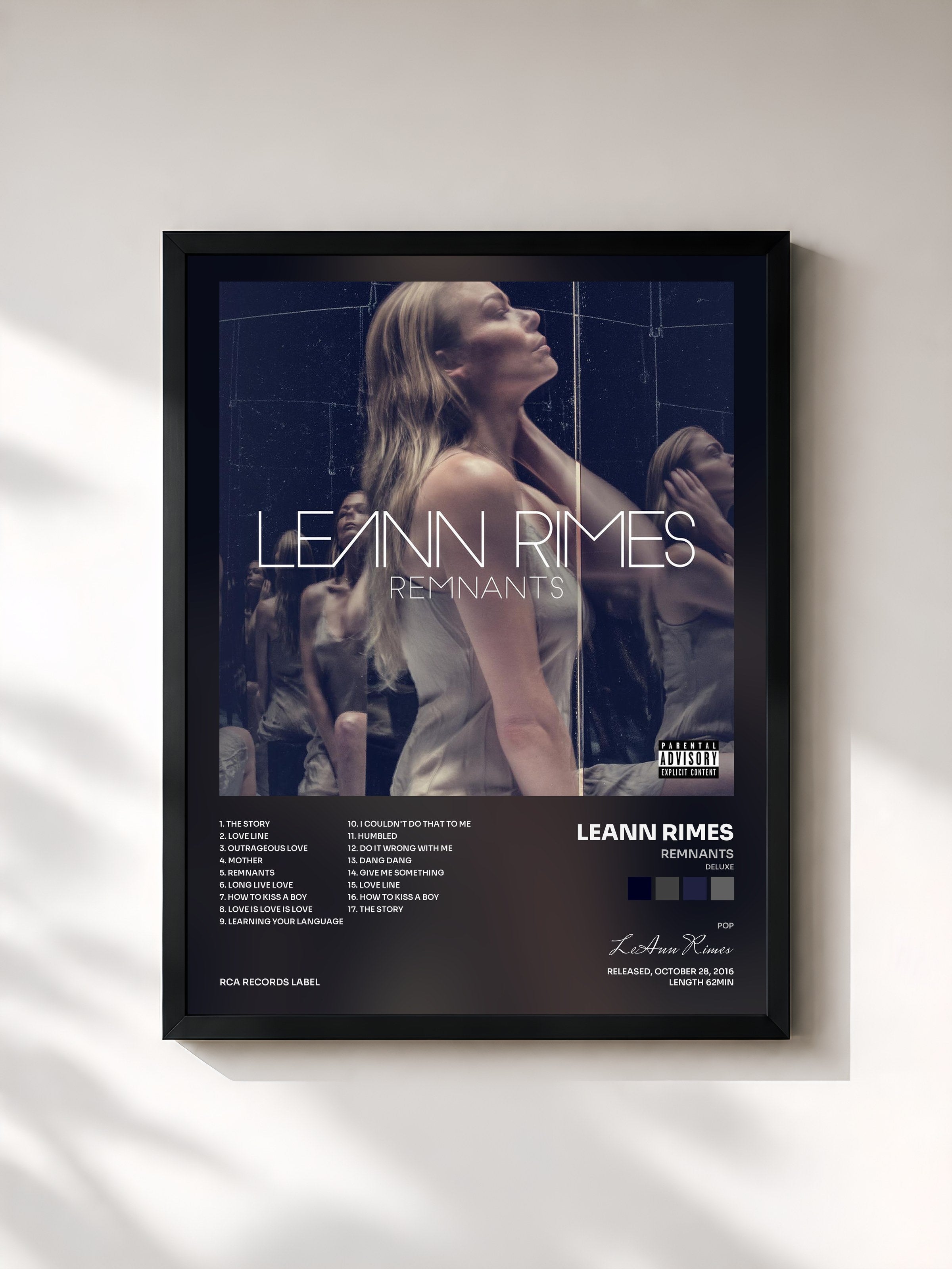 #noir Tableau de l'album Remnants (Deluxe) de LeAnn Rimes, cadre noir, imprimé et encadré en France