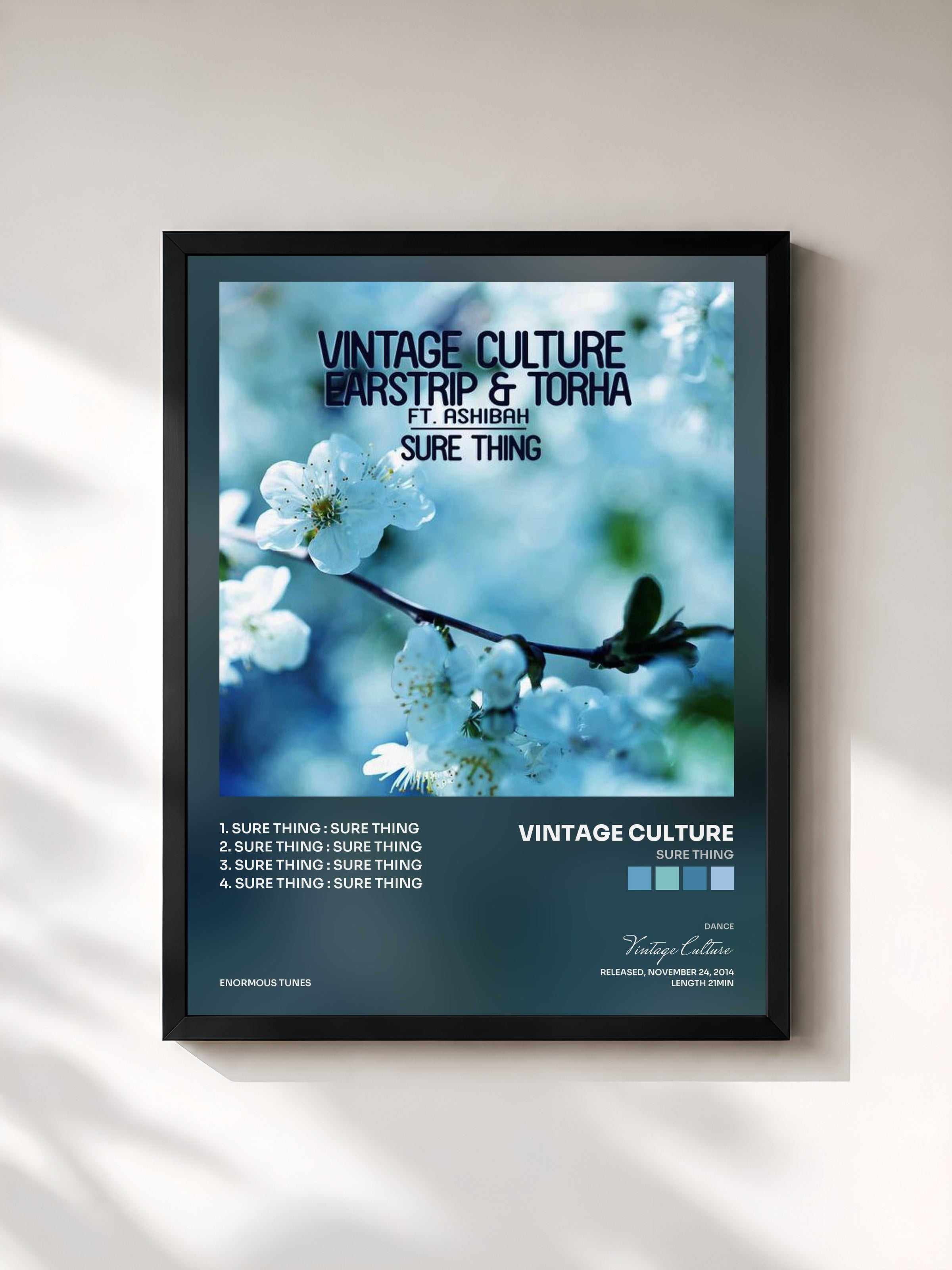#noir Tableau de l'album Sure Thing de Vintage Culture, cadre noir, imprimé et encadré en France