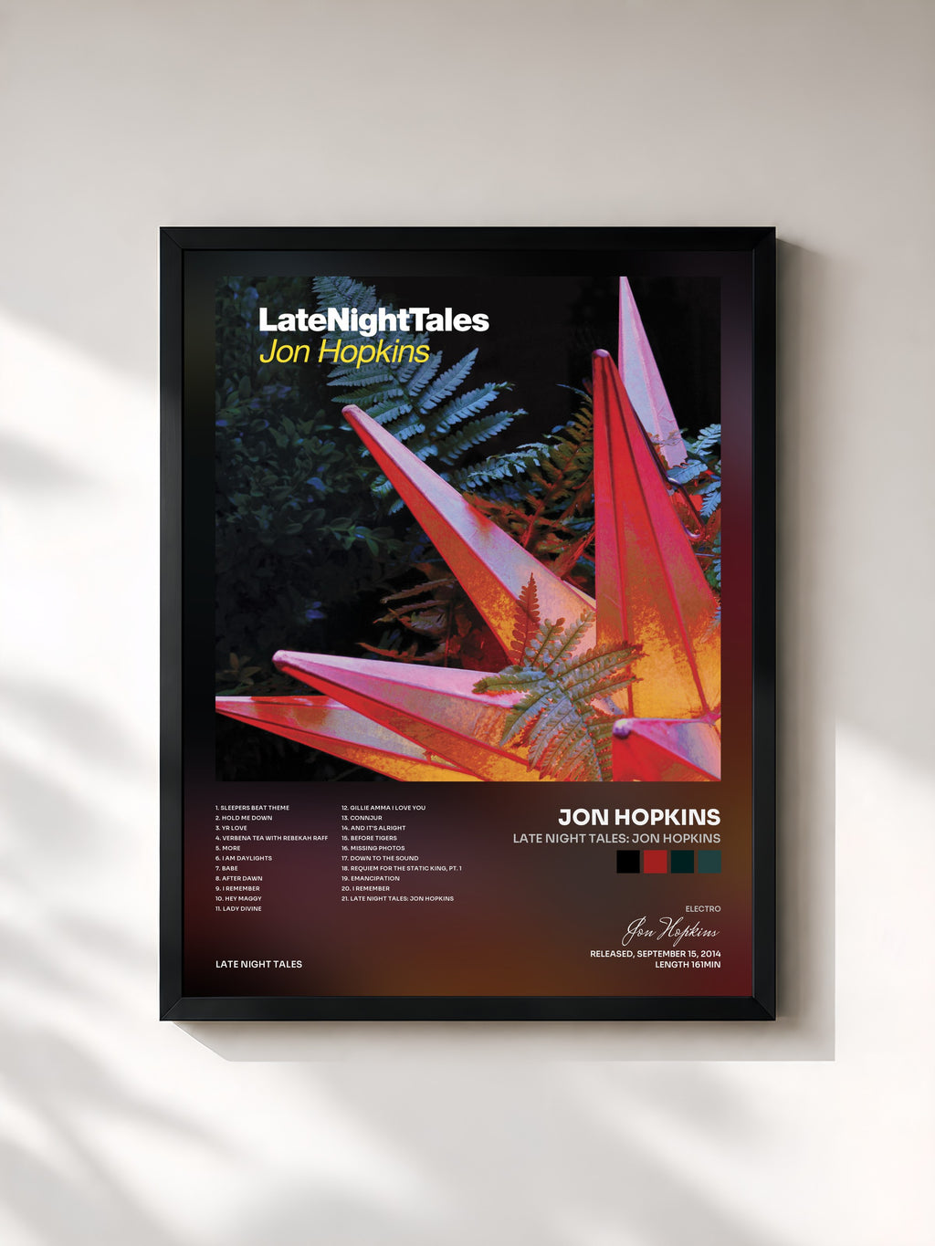 #noir Tableau de l'album Late Night Tales: Jon Hopkins de Jon Hopkins, cadre noir, imprimé et encadré en France