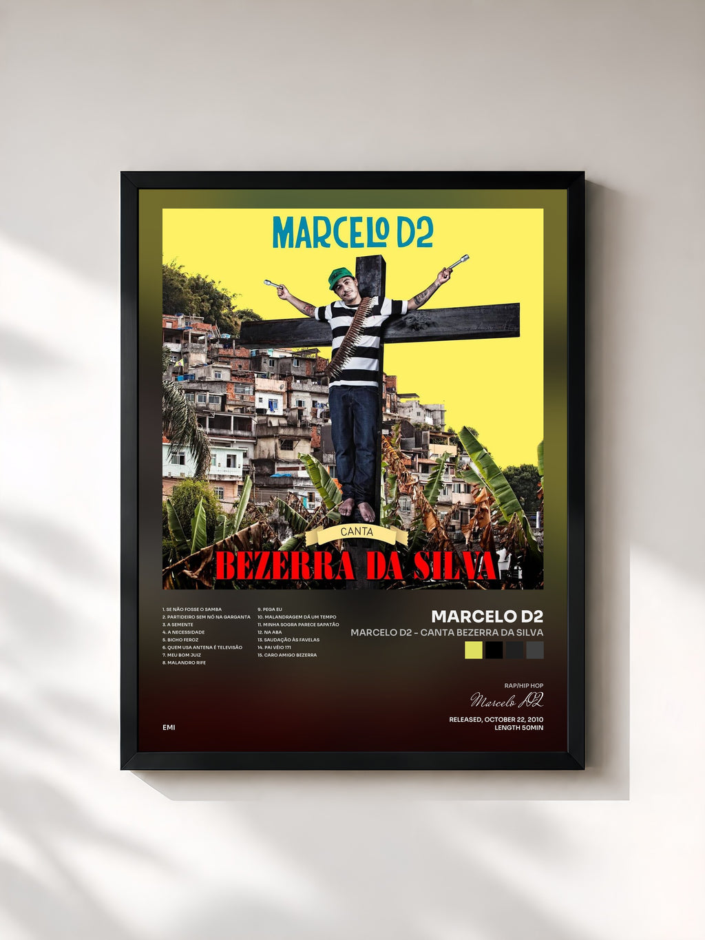 #noir Tableau de l'album Marcelo D2 - Canta Bezerra Da Silva de Marcelo D2, cadre noir, imprimé et encadré en France