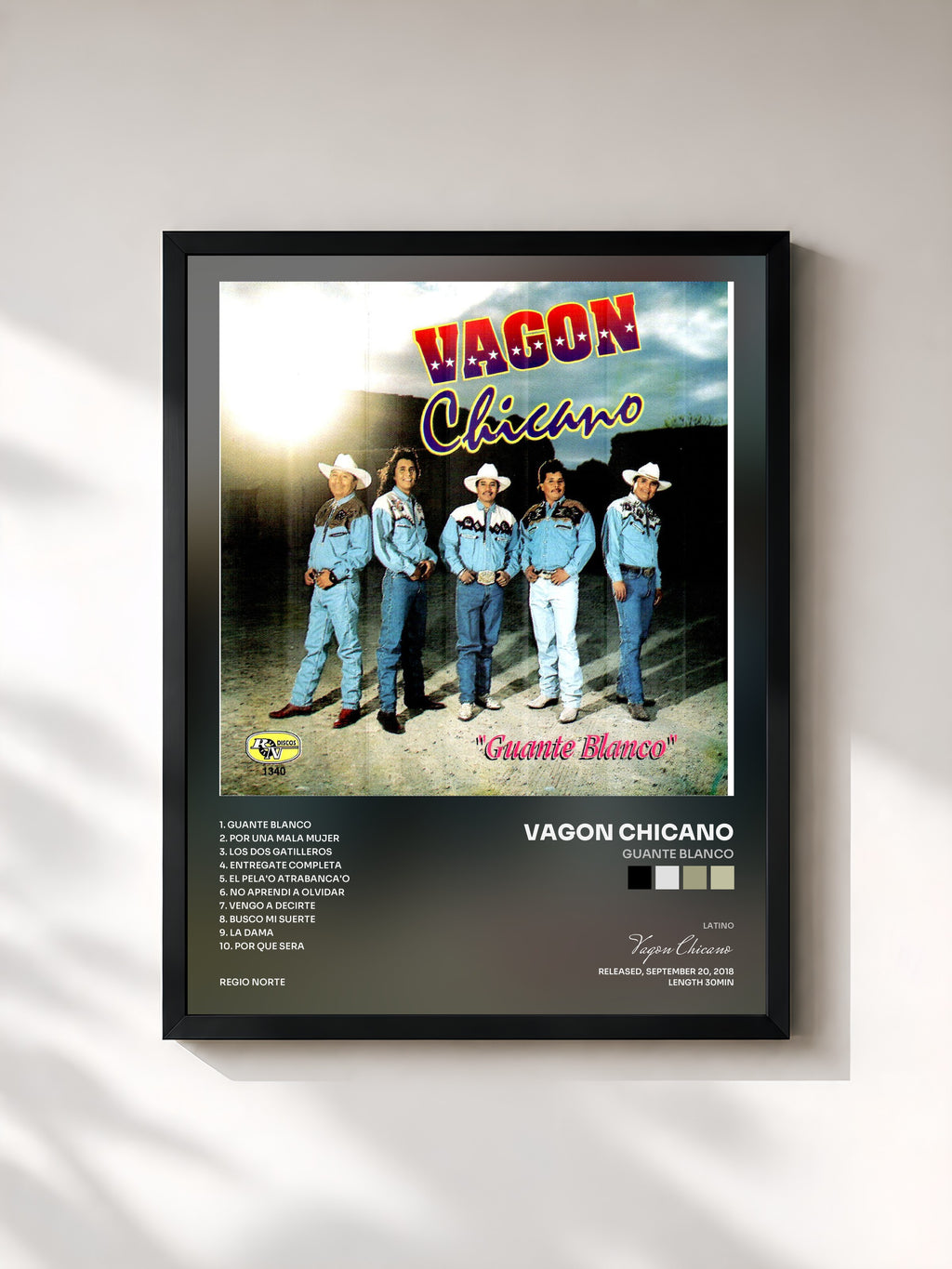 #noir Tableau de l'album Guante Blanco de Vagon Chicano, cadre noir, imprimé et encadré en France