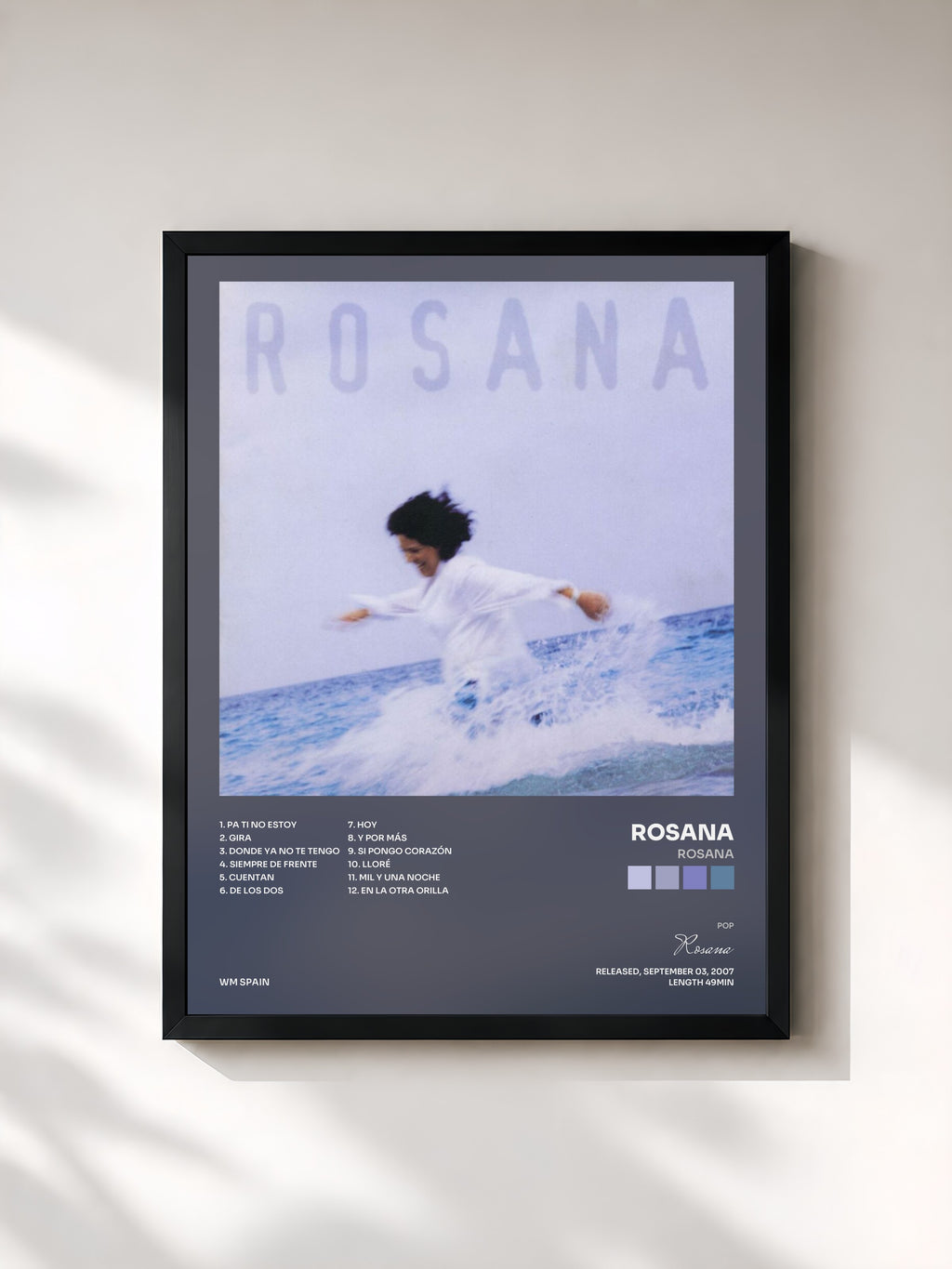 #noir Tableau de l'album Rosana de Rosana, cadre noir, imprimé et encadré en France