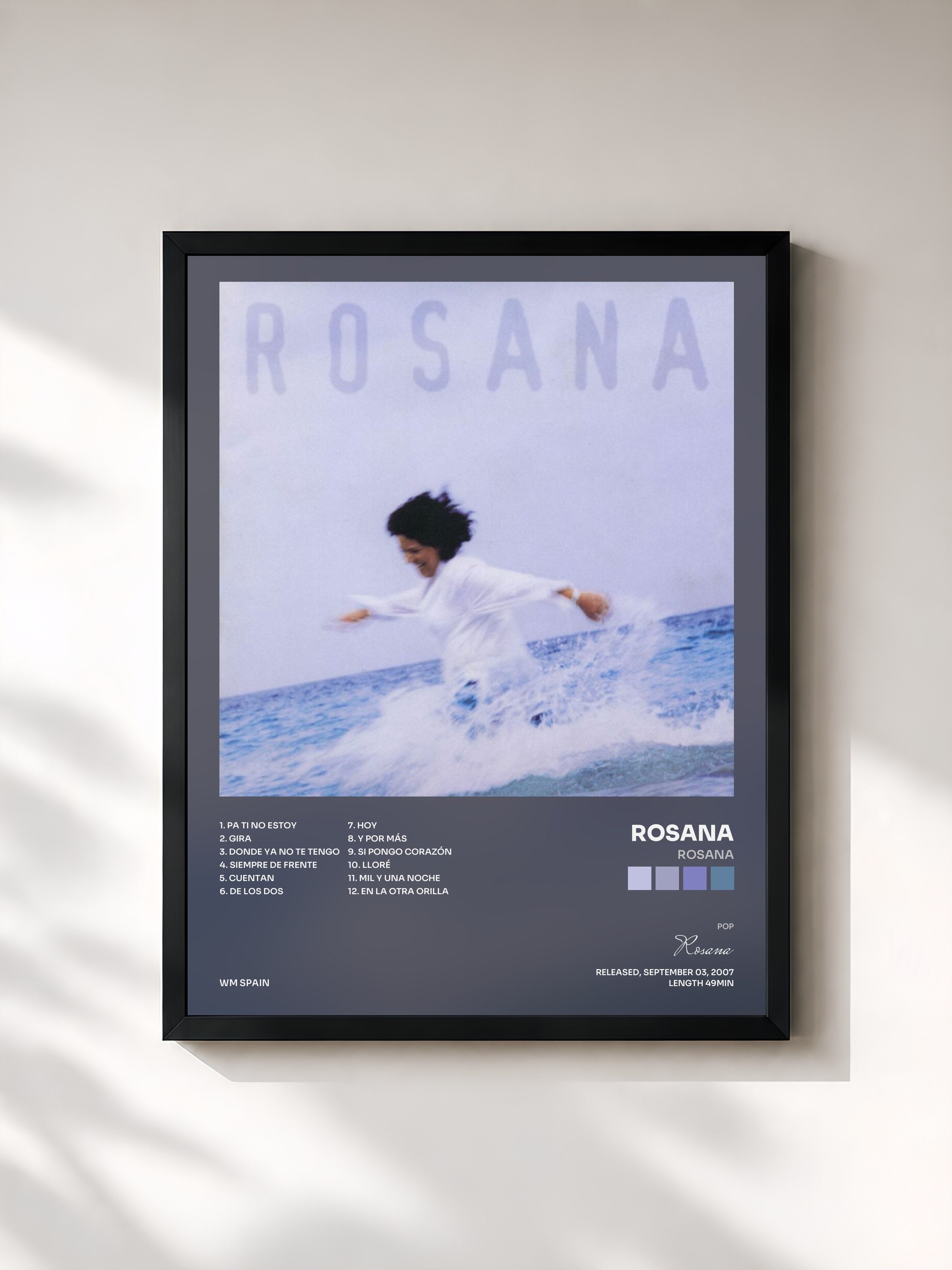 #noir Tableau de l'album Rosana de Rosana, cadre noir, imprimé et encadré en France