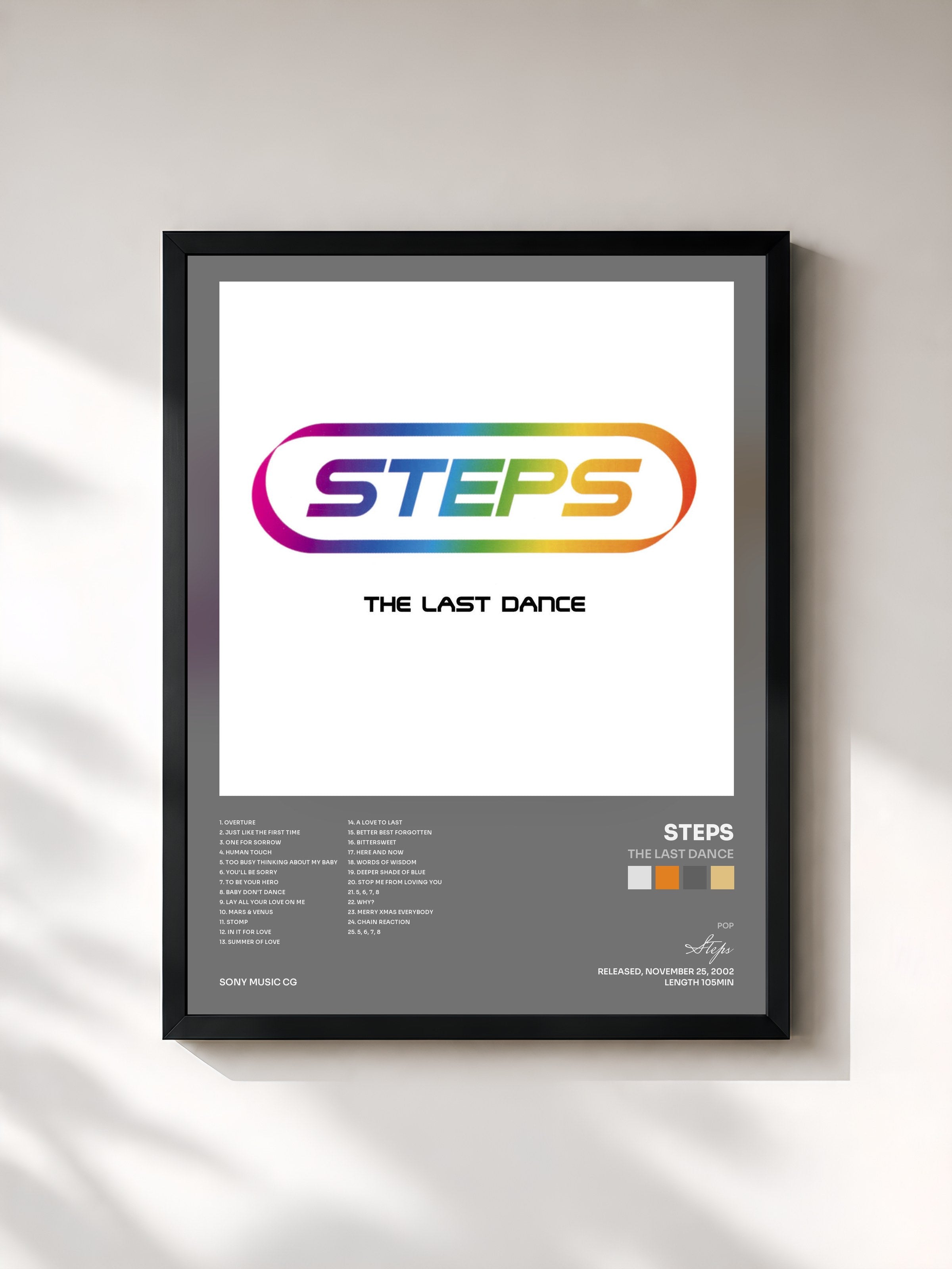 #noir Tableau de l'album The Last Dance de Steps, cadre noir, imprimé et encadré en France