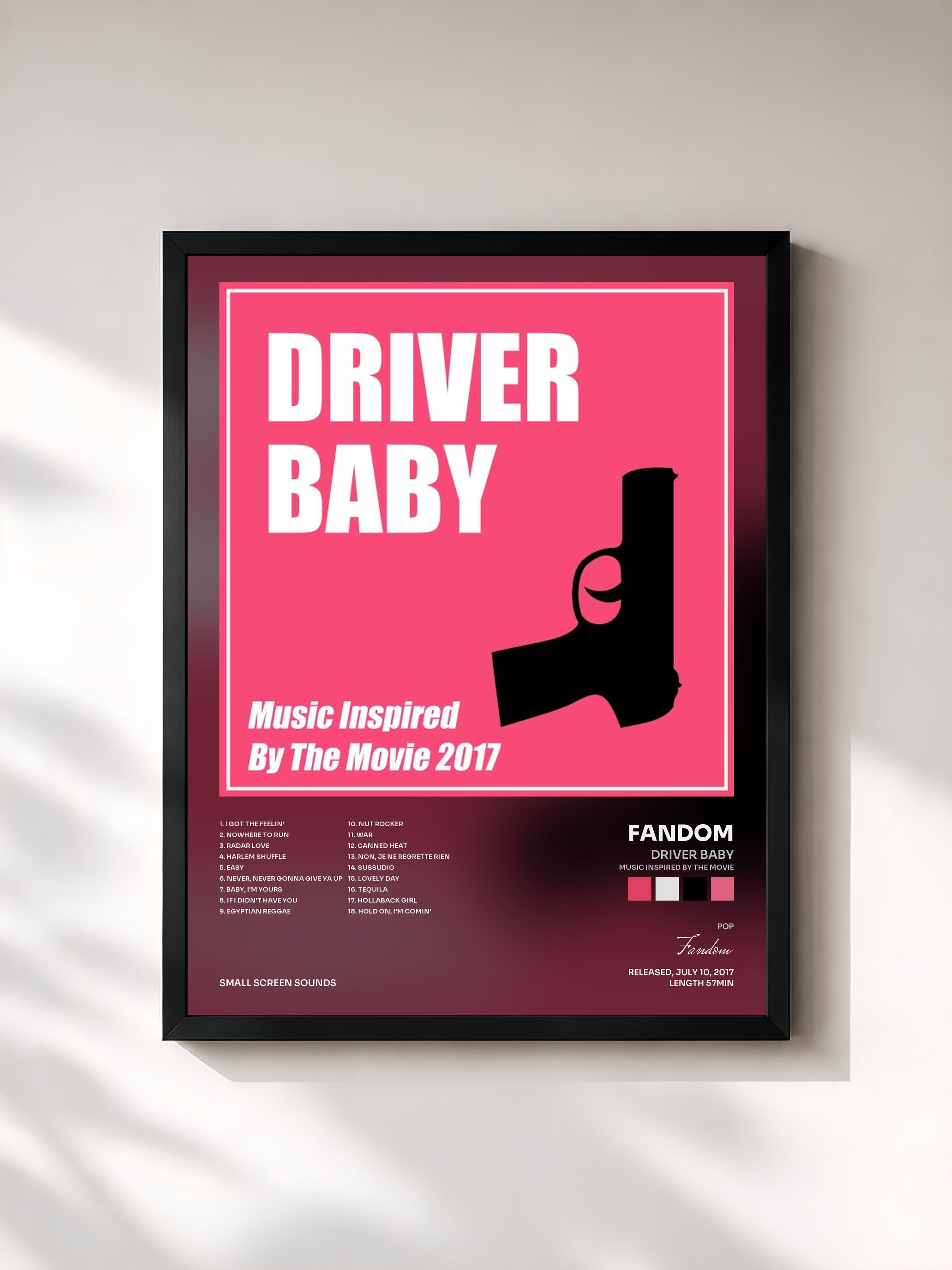 #noir Tableau de l'album Driver Baby (Music Inspired by the Movie) de Fandom, cadre noir, imprimé et encadré en France