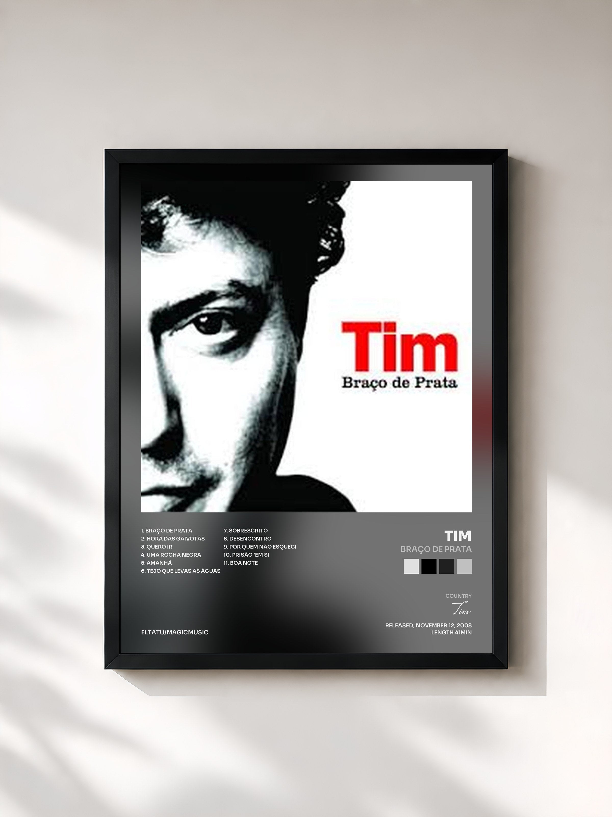#noir Tableau de l'album Braço De Prata de Tim, cadre noir, imprimé et encadré en France