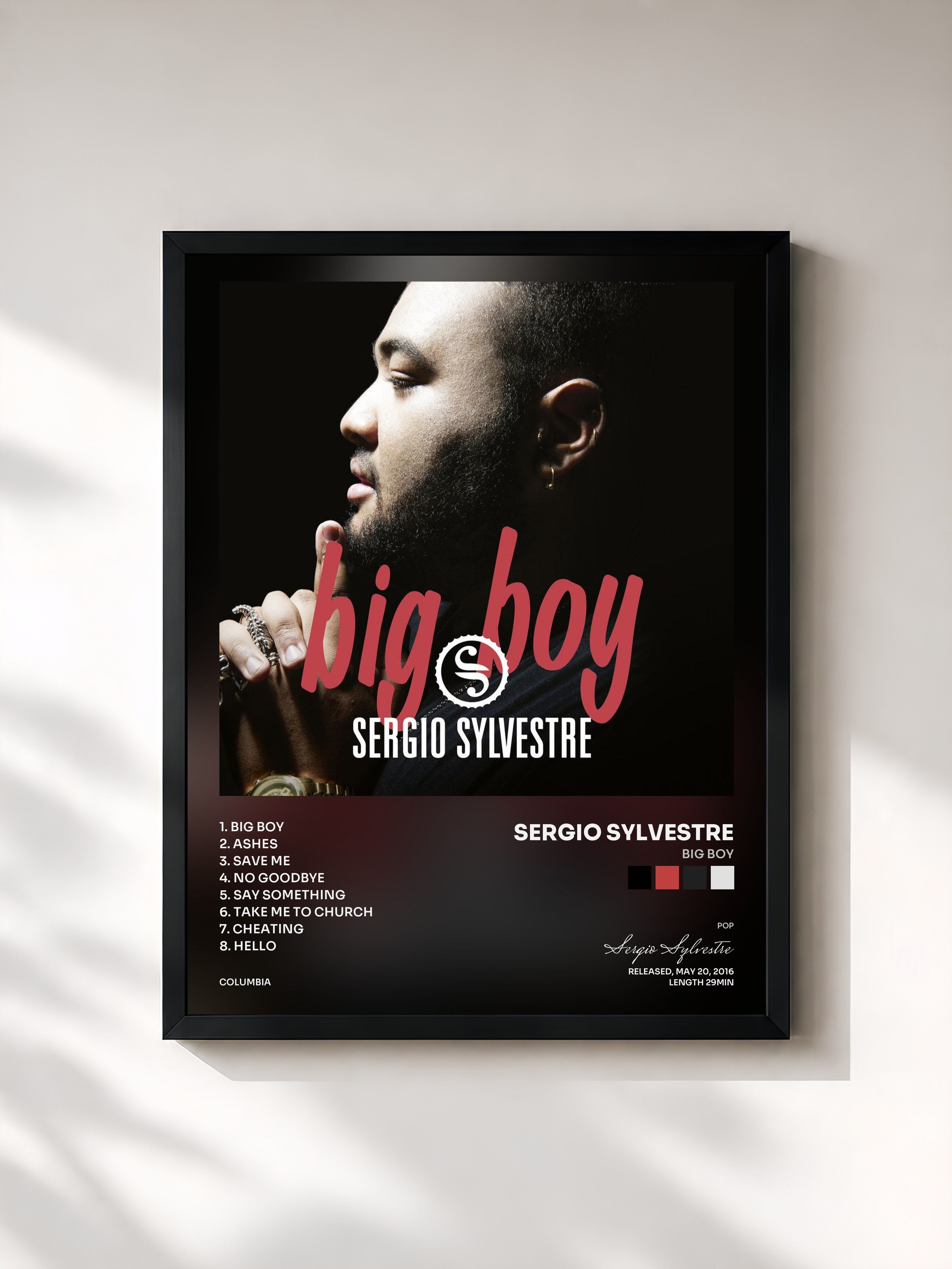 #noir Tableau de l'album Big Boy de Sergio Sylvestre, cadre noir, imprimé et encadré en France
