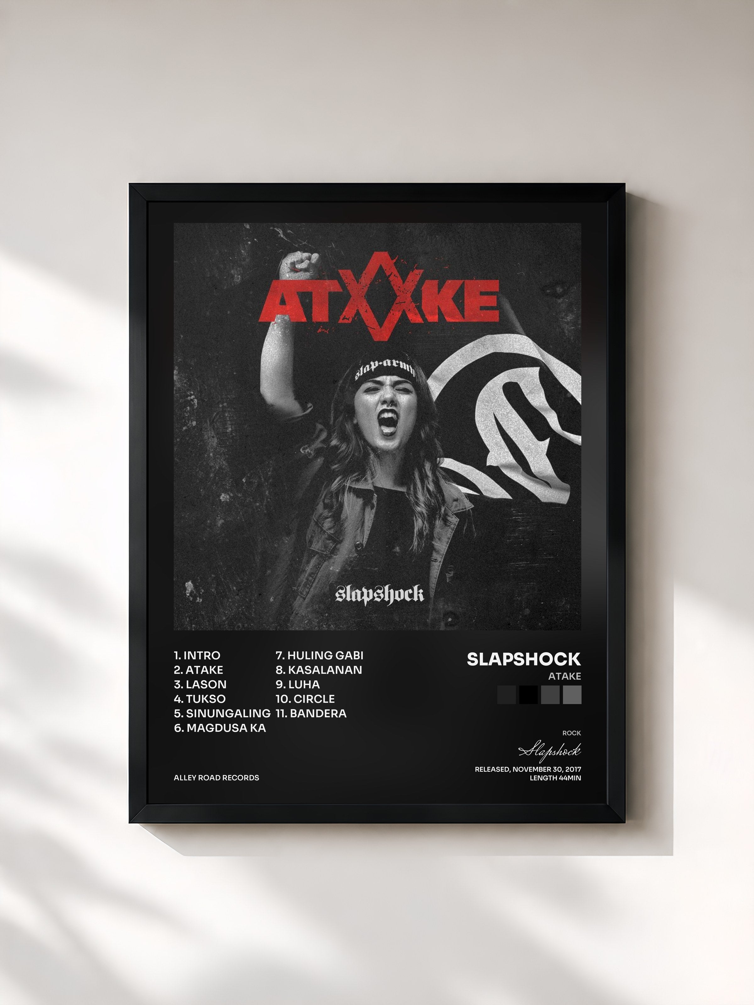 #noir Tableau de l'album Atake de Slapshock, cadre noir, imprimé et encadré en France