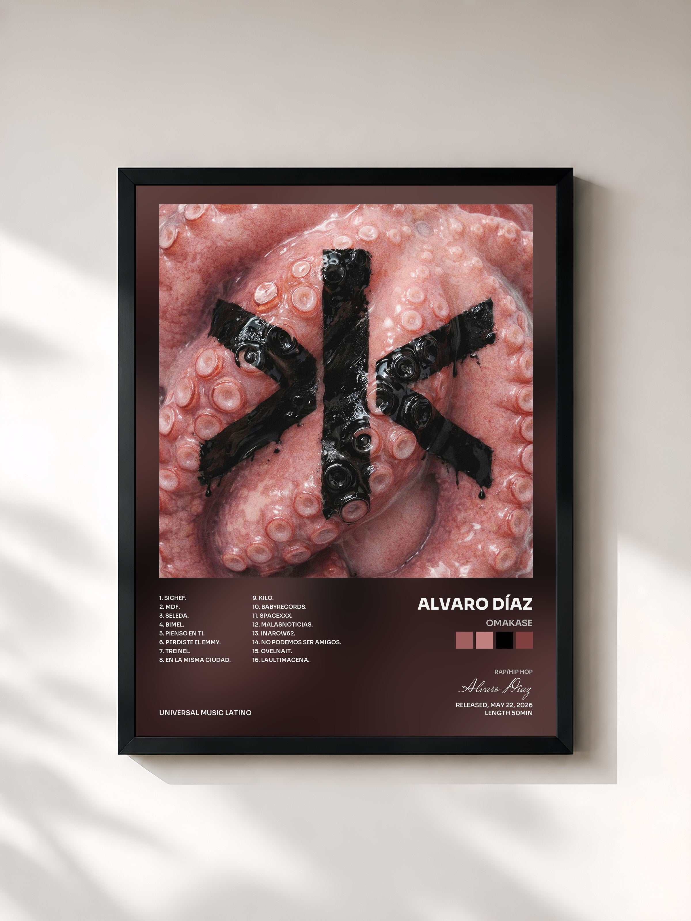 #noir Tableau de l'album OMAKASE de Alvaro Díaz, cadre noir, imprimé et encadré en France