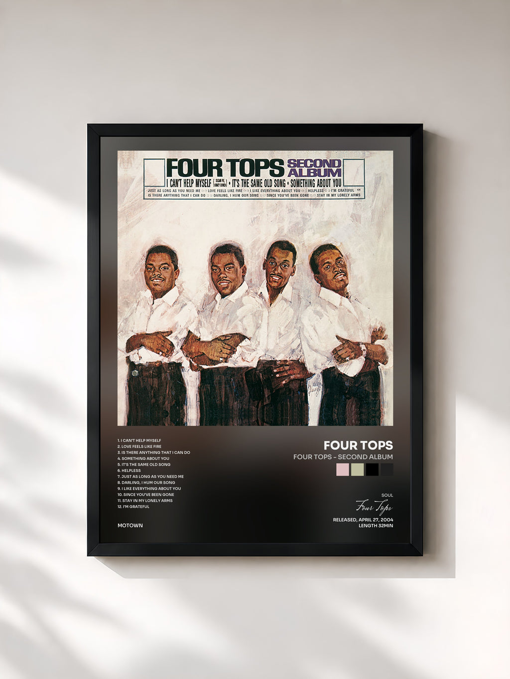 #noir Tableau de l'album Four Tops - Second Album de Four Tops, cadre noir, imprimé et encadré en France