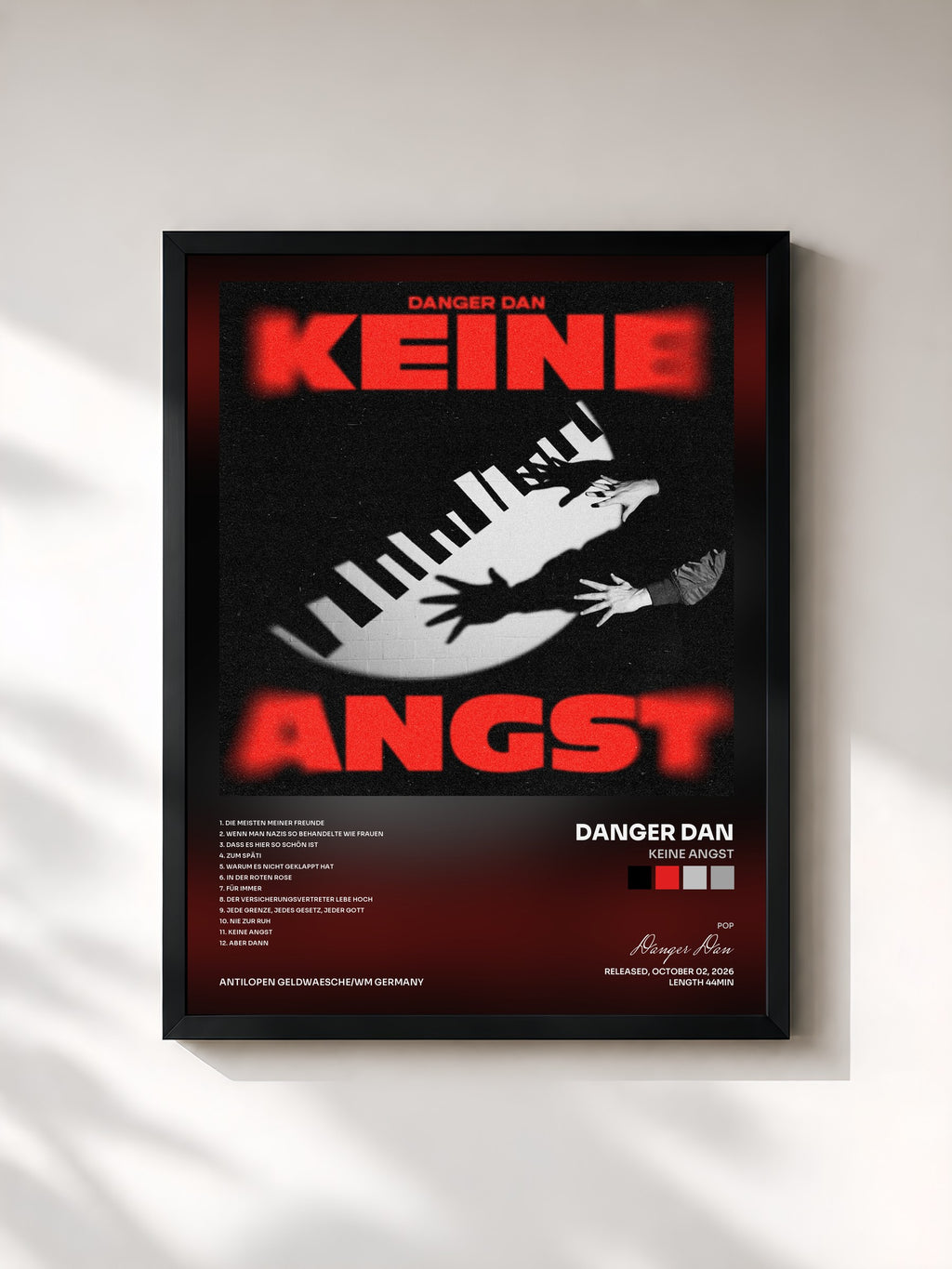 #noir Tableau de l'album Keine Angst de Danger Dan, cadre noir, imprimé et encadré en France