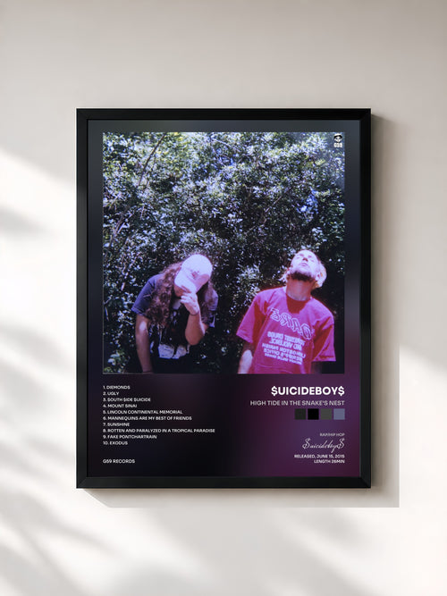 #noir High Tide in the Snake's Nest di $uicideboy$ in stampa incorniciata, cornice nera, stampata e incorniciata in Francia