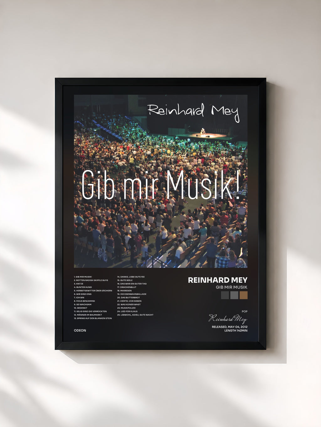 #noir Tableau de l'album Gib Mir Musik de Reinhard Mey, cadre noir, imprimé et encadré en France