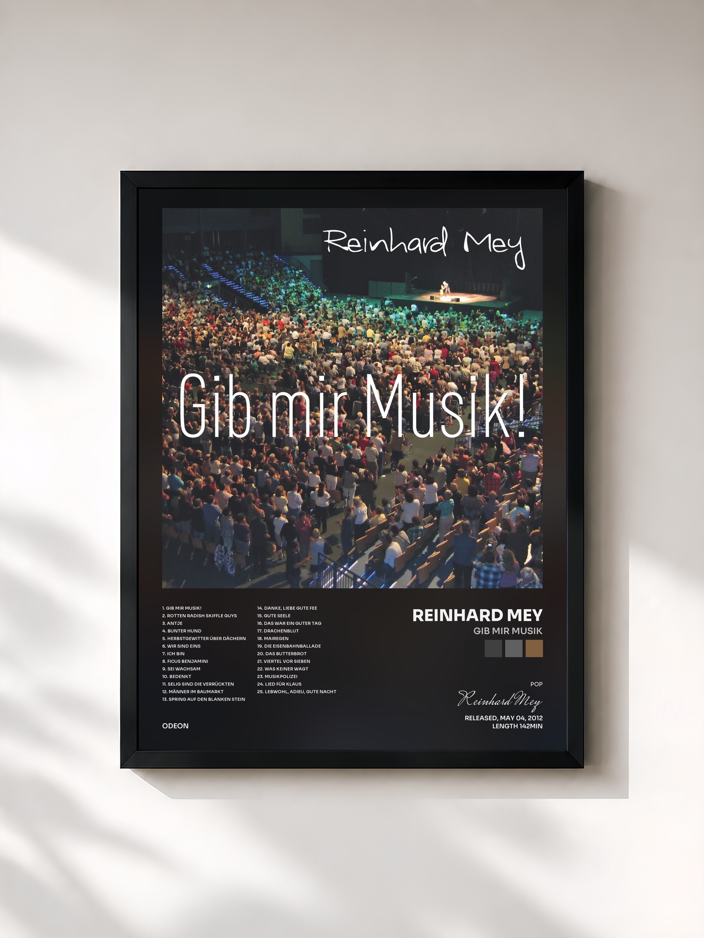 #noir Tableau de l'album Gib Mir Musik de Reinhard Mey, cadre noir, imprimé et encadré en France