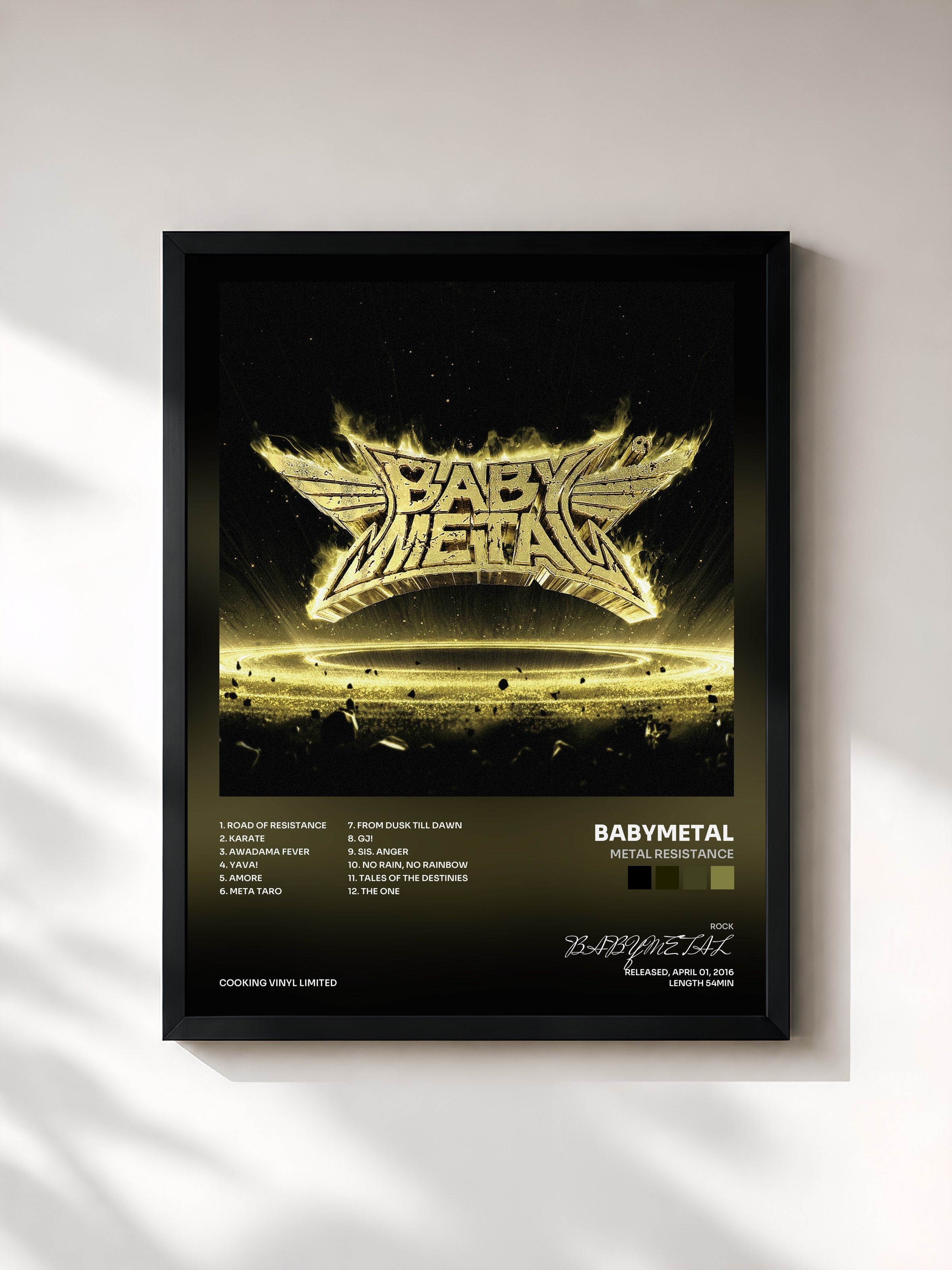 #noir Tableau de l'album METAL RESISTANCE de BABYMETAL, cadre noir, imprimé et encadré en France