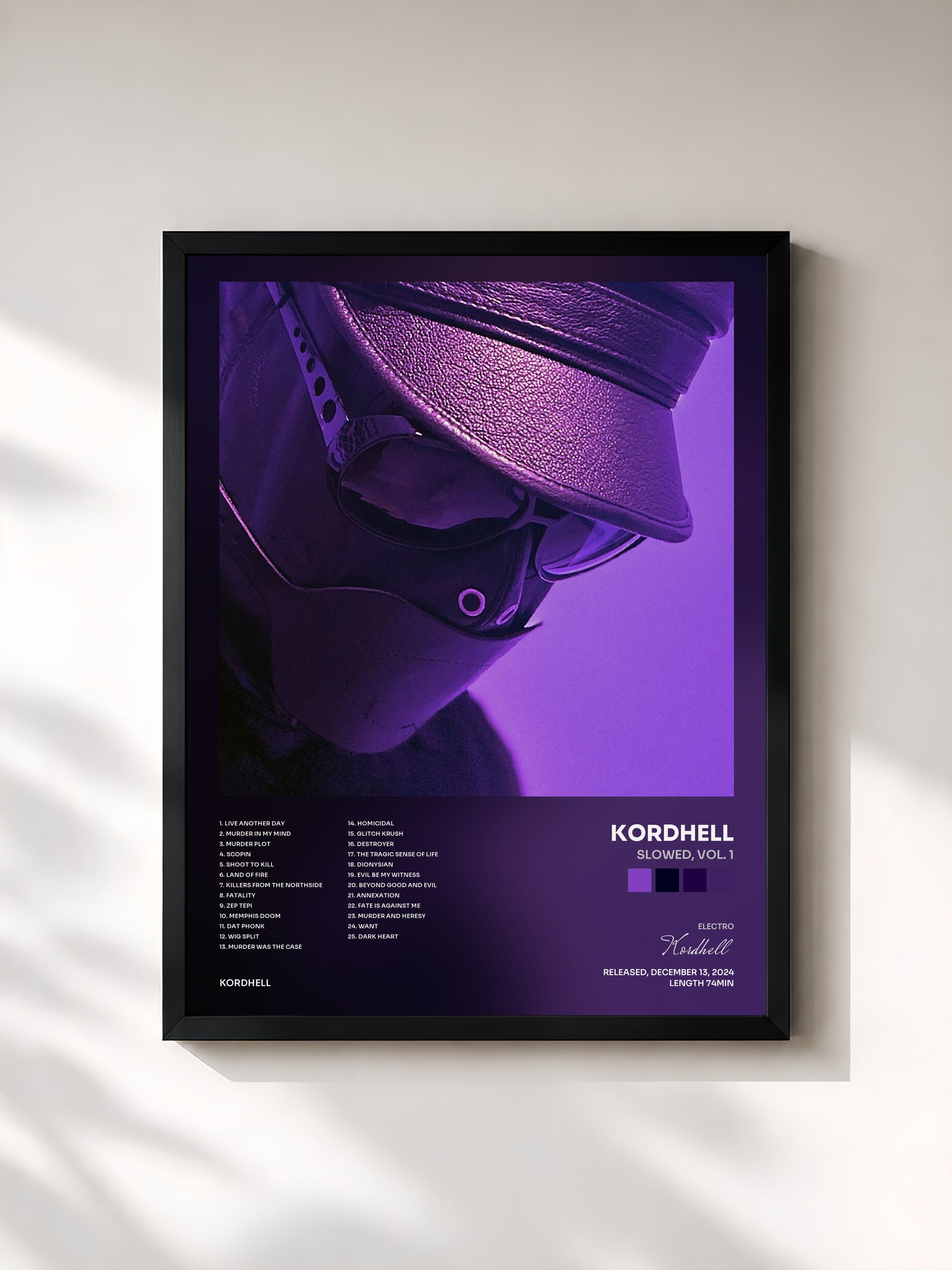 #noir Tableau de l'album Slowed, Vol. 1 de Kordhell, cadre noir, imprimé et encadré en France