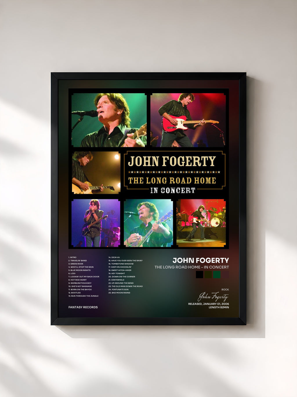 #noir Tableau de l'album The Long Road Home - In Concert de John Fogerty, cadre noir, imprimé et encadré en France