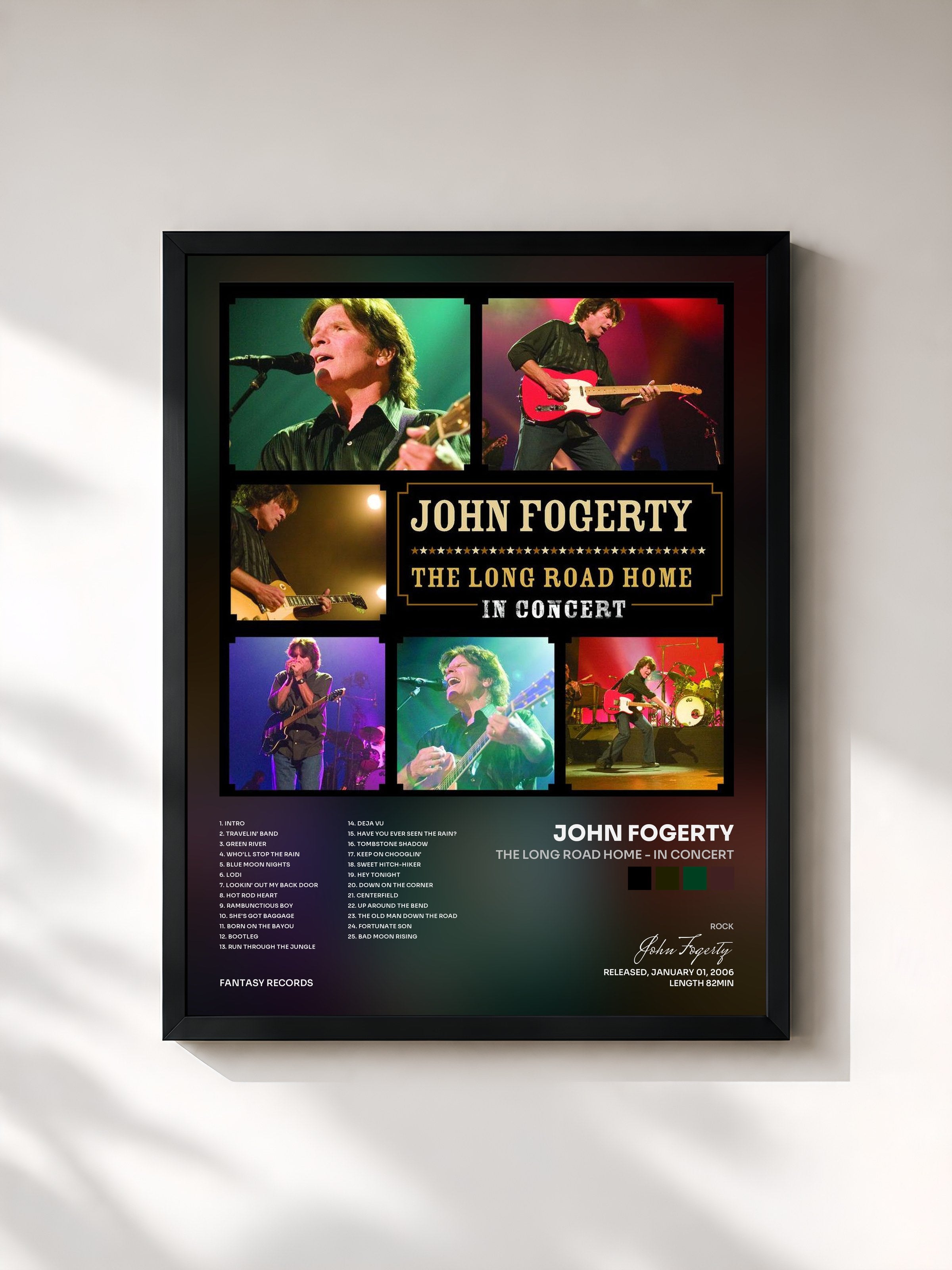 #noir Tableau de l'album The Long Road Home - In Concert de John Fogerty, cadre noir, imprimé et encadré en France