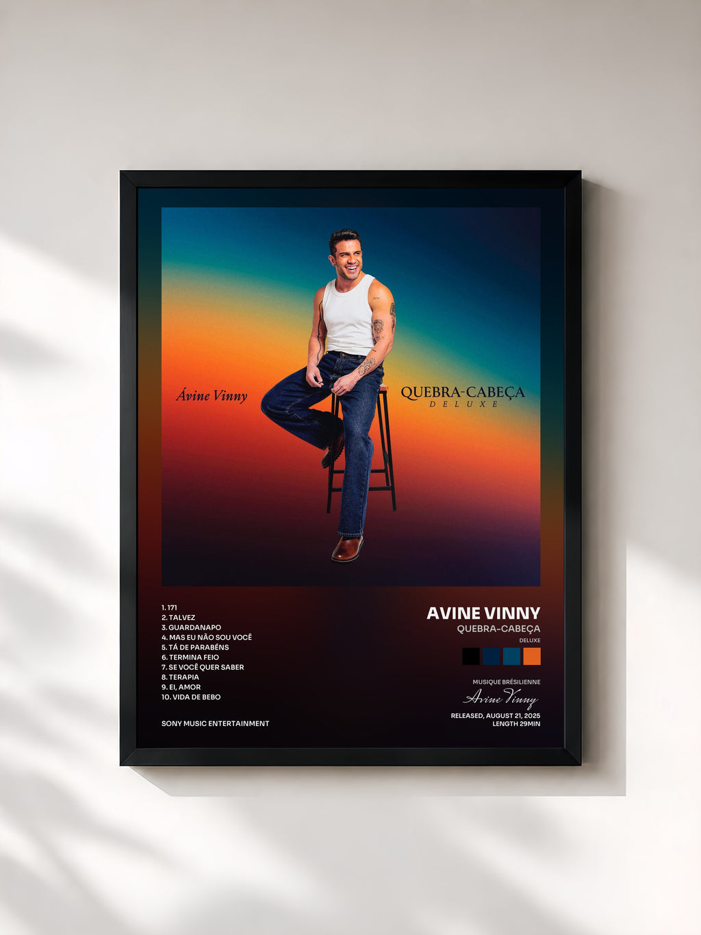 #noir Tableau de l'album Quebra-Cabeça (Deluxe) de Avine Vinny, cadre noir, imprimé et encadré en France